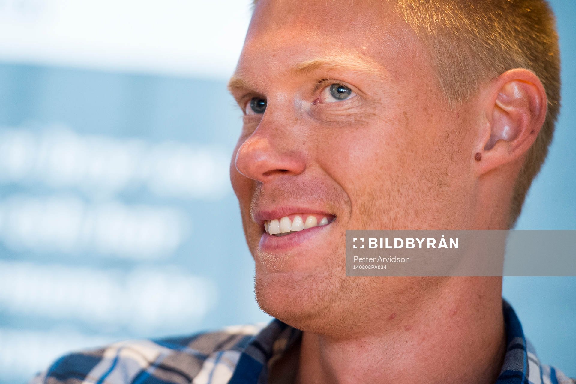 Helsingborgs nyförvärv Markus Holgersson under en presskonferens där han presenteras som ny spelare i Helsingborg den 8 augusti 2014 i Helsingborg.