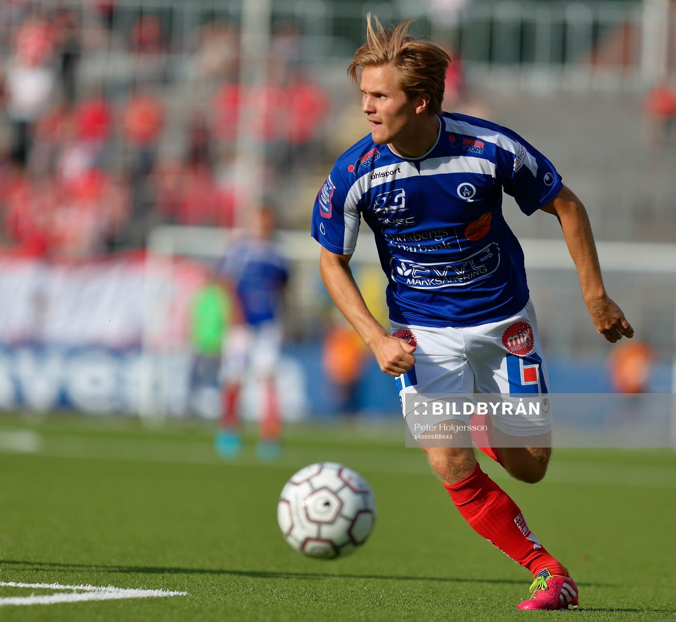 Åtvidabergs Joel Rajalakso under fotbollsmatchen i Allsvenskan mellan Åtvidaberg och Kalmar den 09 augusti 2014 i Åtvidaberg.