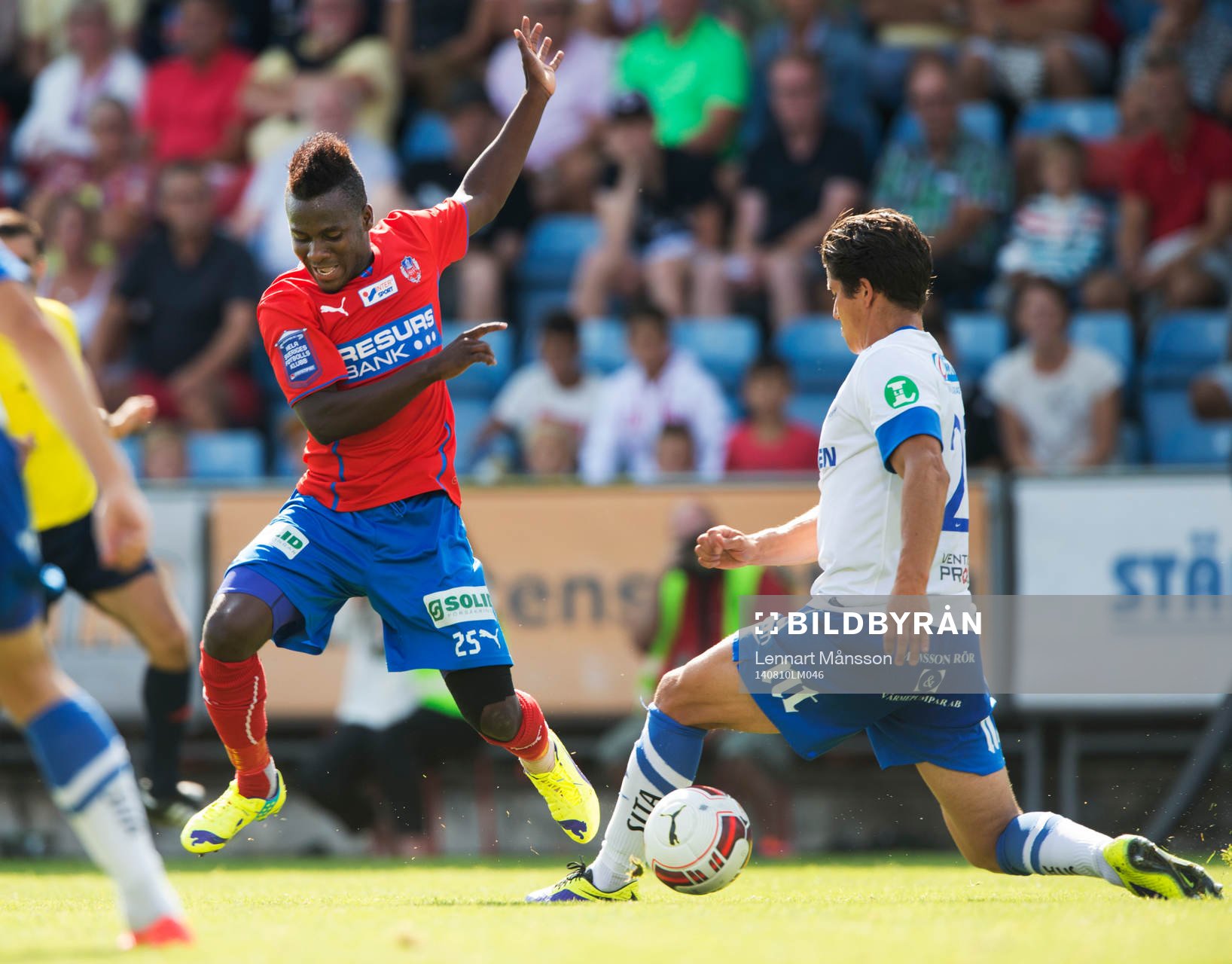  Helsingborgs David Accam i matchen i allsvenskan mellan Helsingborg och Norrköping i Helsingborg 10 augusti 2014.
