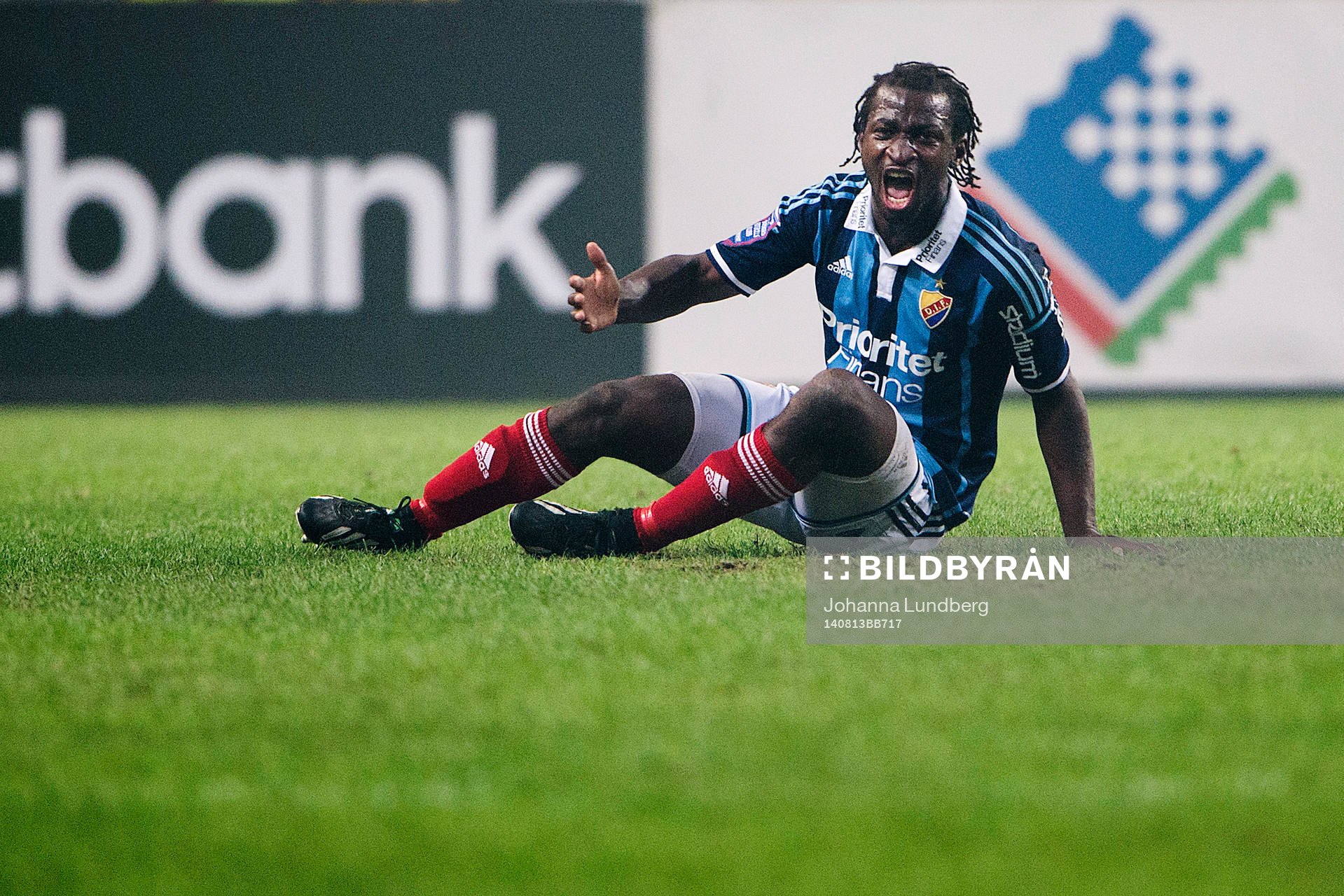 Djurgårdens Amadou Jawo reagerar