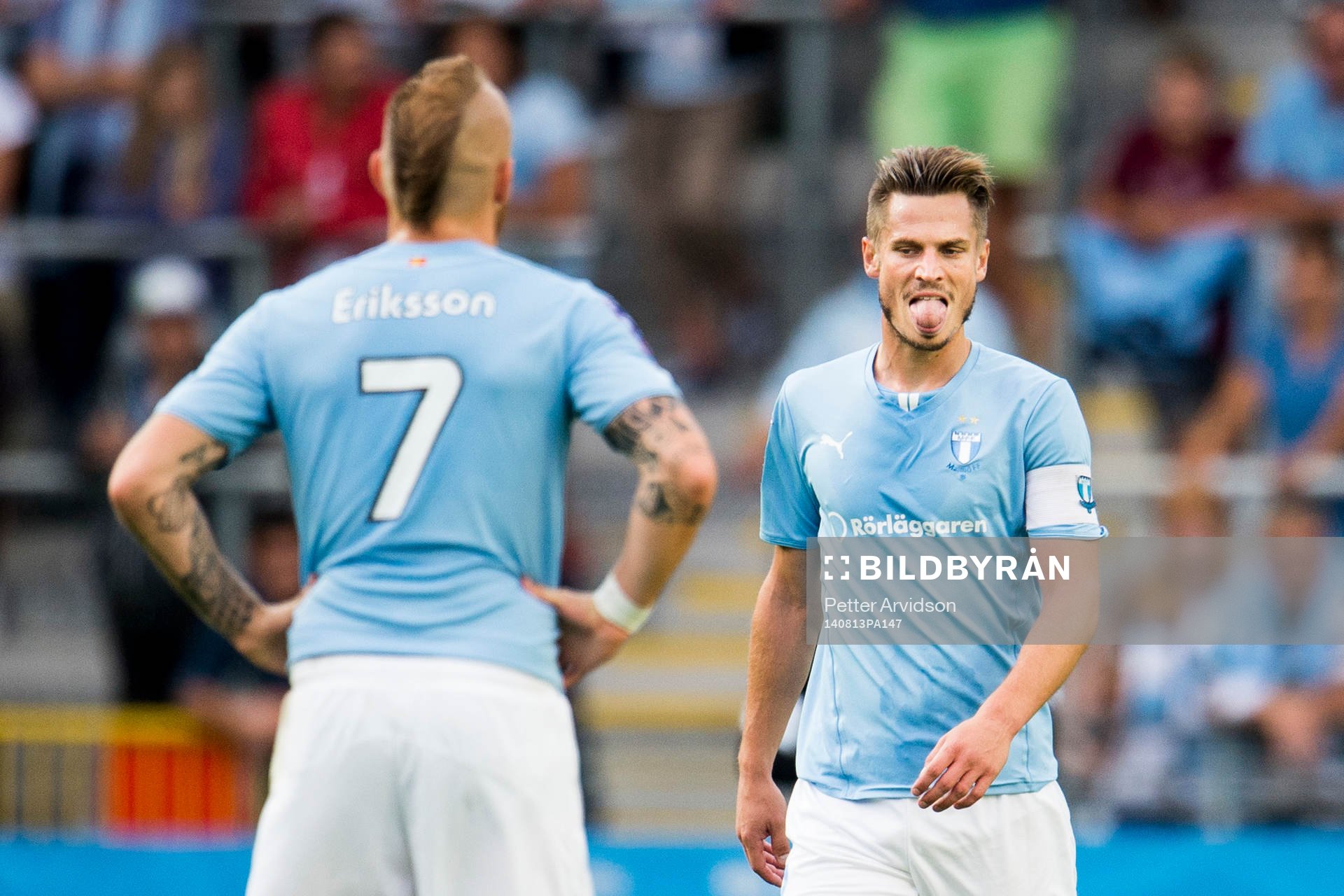 Malmö FFs Magnus Eriksson (ryggen) och Markus Rosenberg