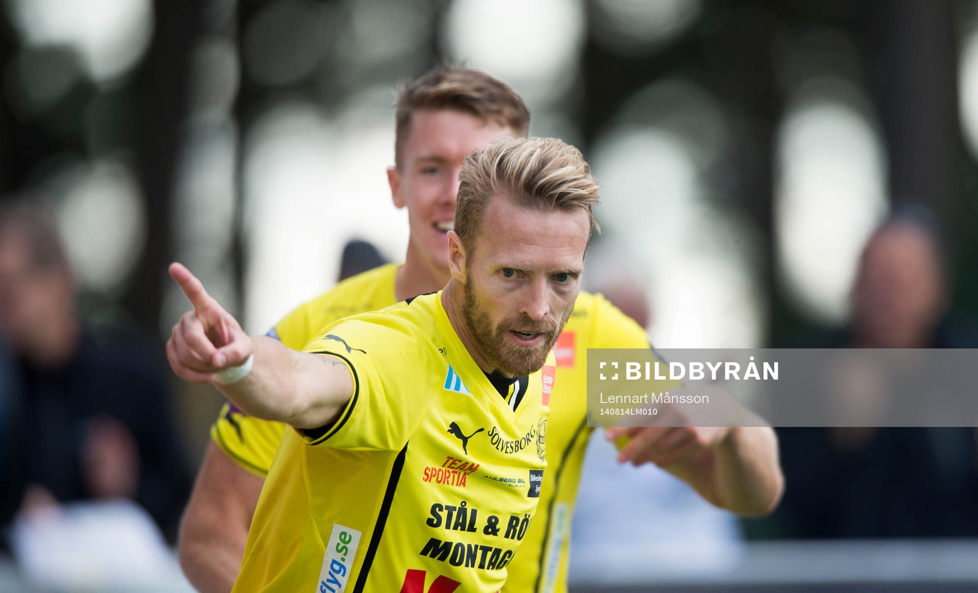 Christian Wilhelmsson har gjort 1-0 i den allsvenska matchen mellan Mjällby och Norrköping i Hällevik 14 augusti 2014.