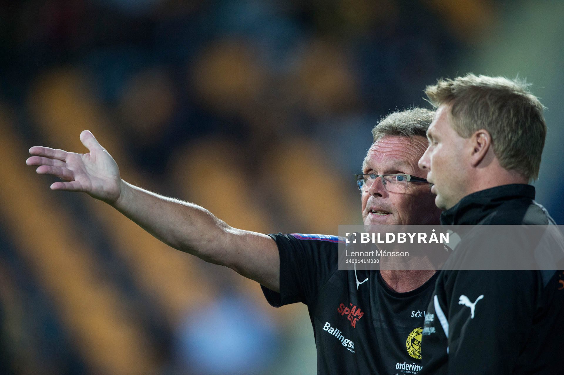 Mjällbys tränare Anders Linderoth och Jonas Andersson i