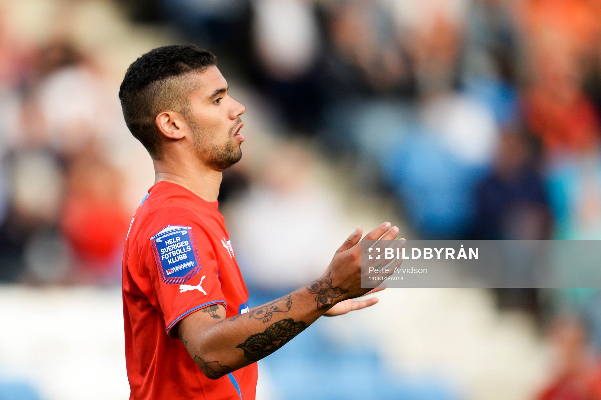 Helsingborgs Victor Palsson under fotbollsmatchen i Allsvenskan mellan Helsingborg och Elfsborg den 14 augusti 2014 i Helsingborg.