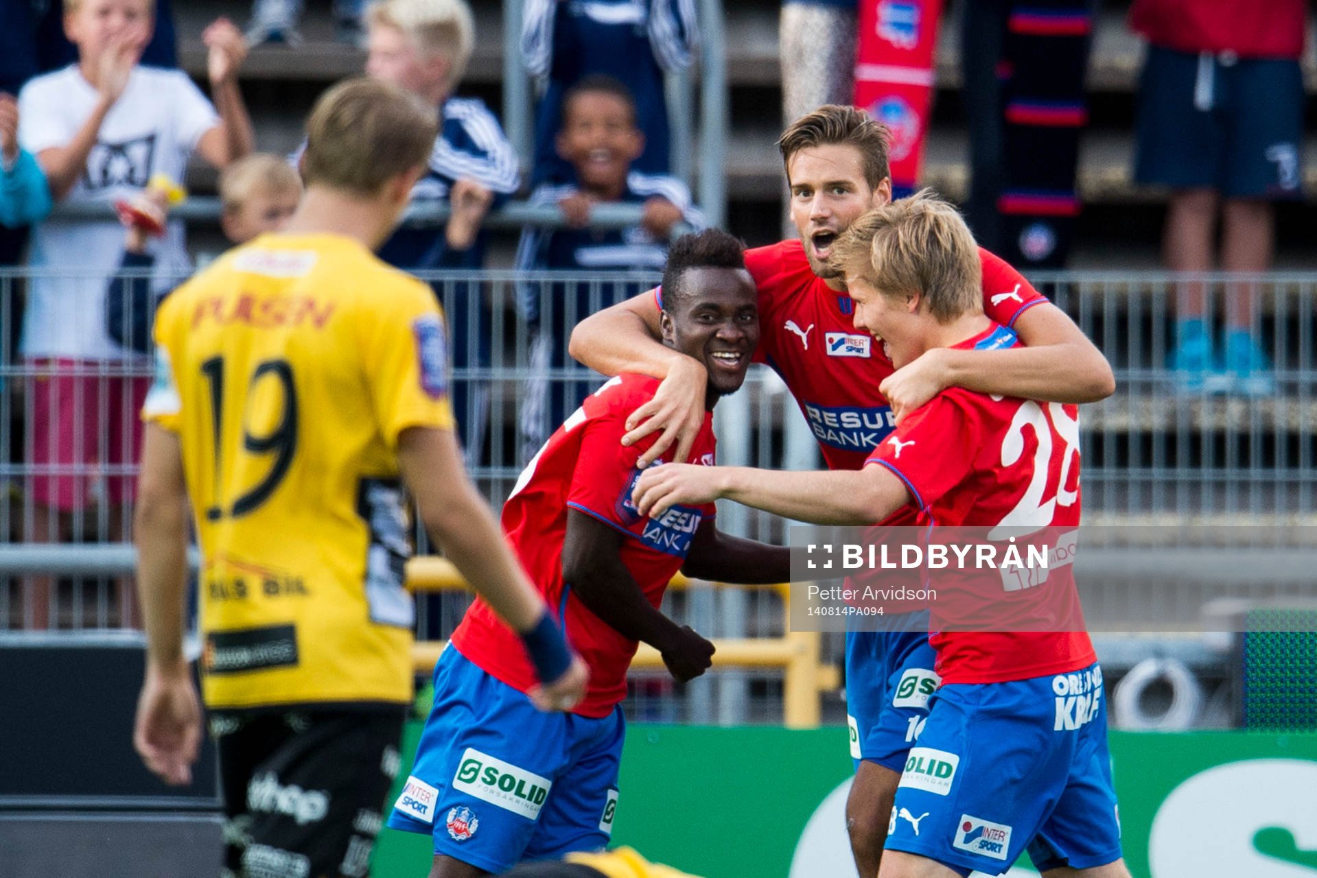 Helsingborgs David Accam, Mikael Dahlberg och Jere Uronen