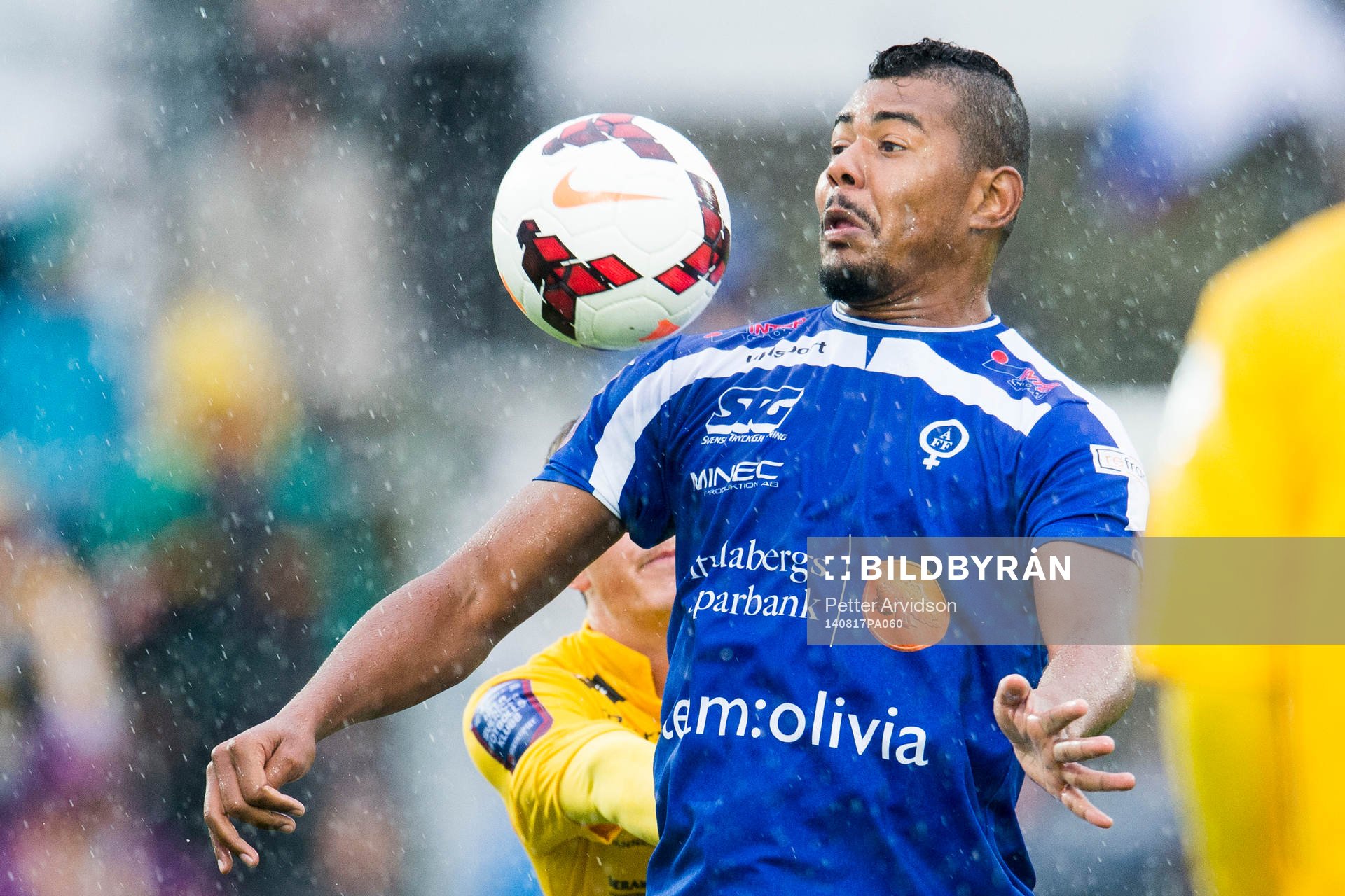 Åtvidabergs Ricardo Santos under fotbollsmatchen i Allsvenskan mellan Falkenberg och Åtvidaberg den 17 augusti 2014 i Falkenberg.