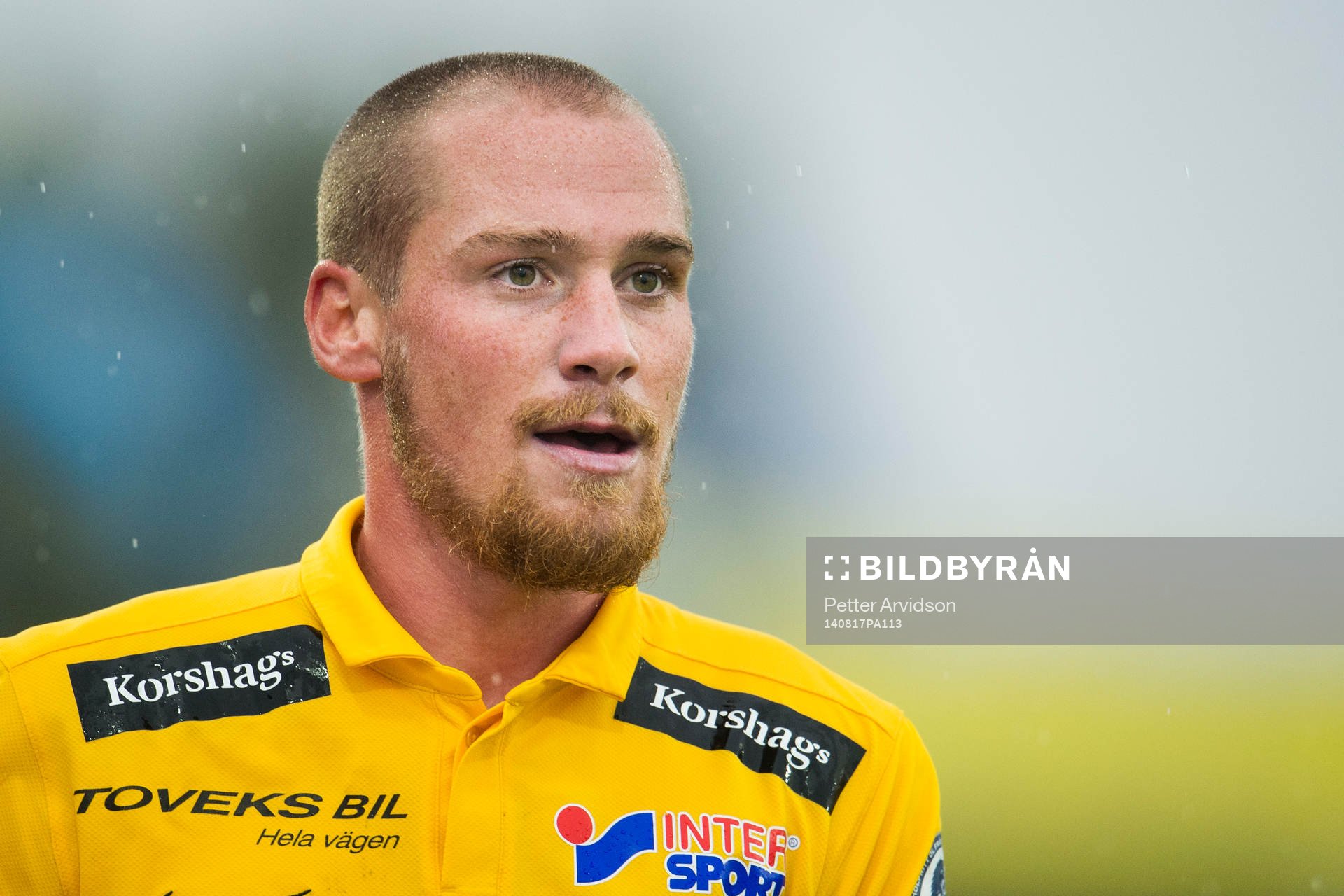 Falkenbergs Christoffer Carlsson under fotbollsmatchen i Allsvenskan mellan Falkenberg och Åtvidaberg den 17 augusti 2014 i Falkenberg.