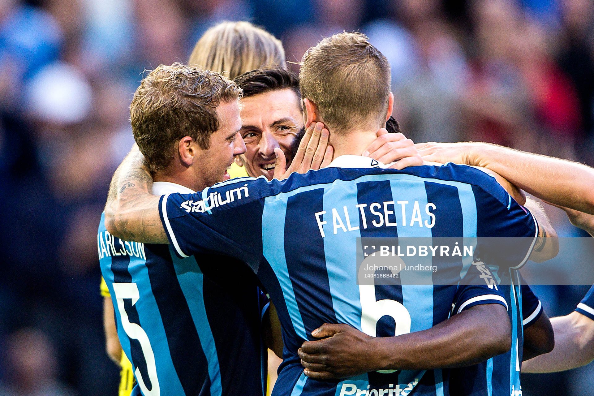 Djurgårdens Haris Radetinac jublar med sina lagkamrater