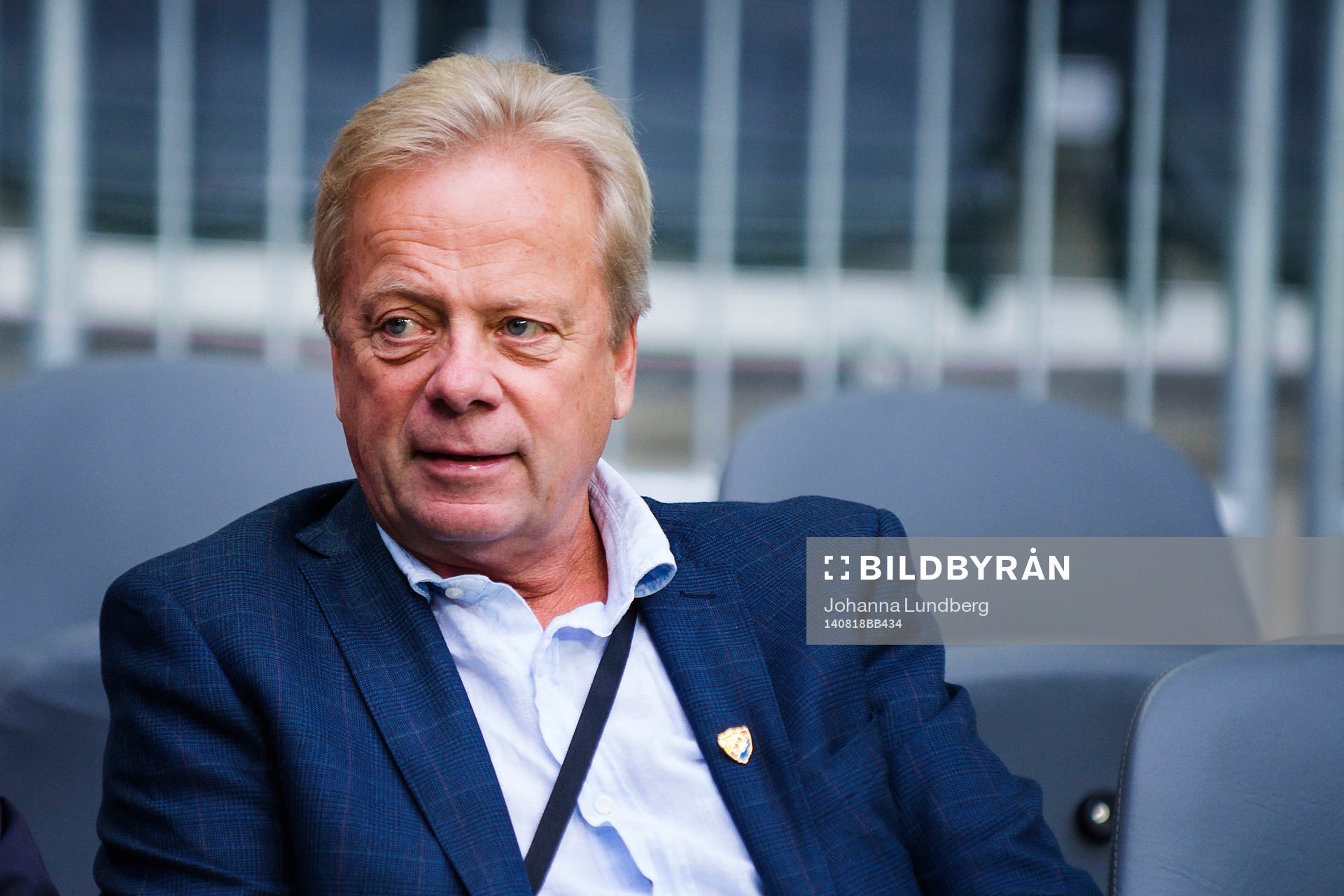Djurgårdens styrelsemedlem Anders Grönhagen under fotbollsmatchen i Allsvenskan mellan Djurgården och Mjällby den 18 augusti 2014 i Stockholm.