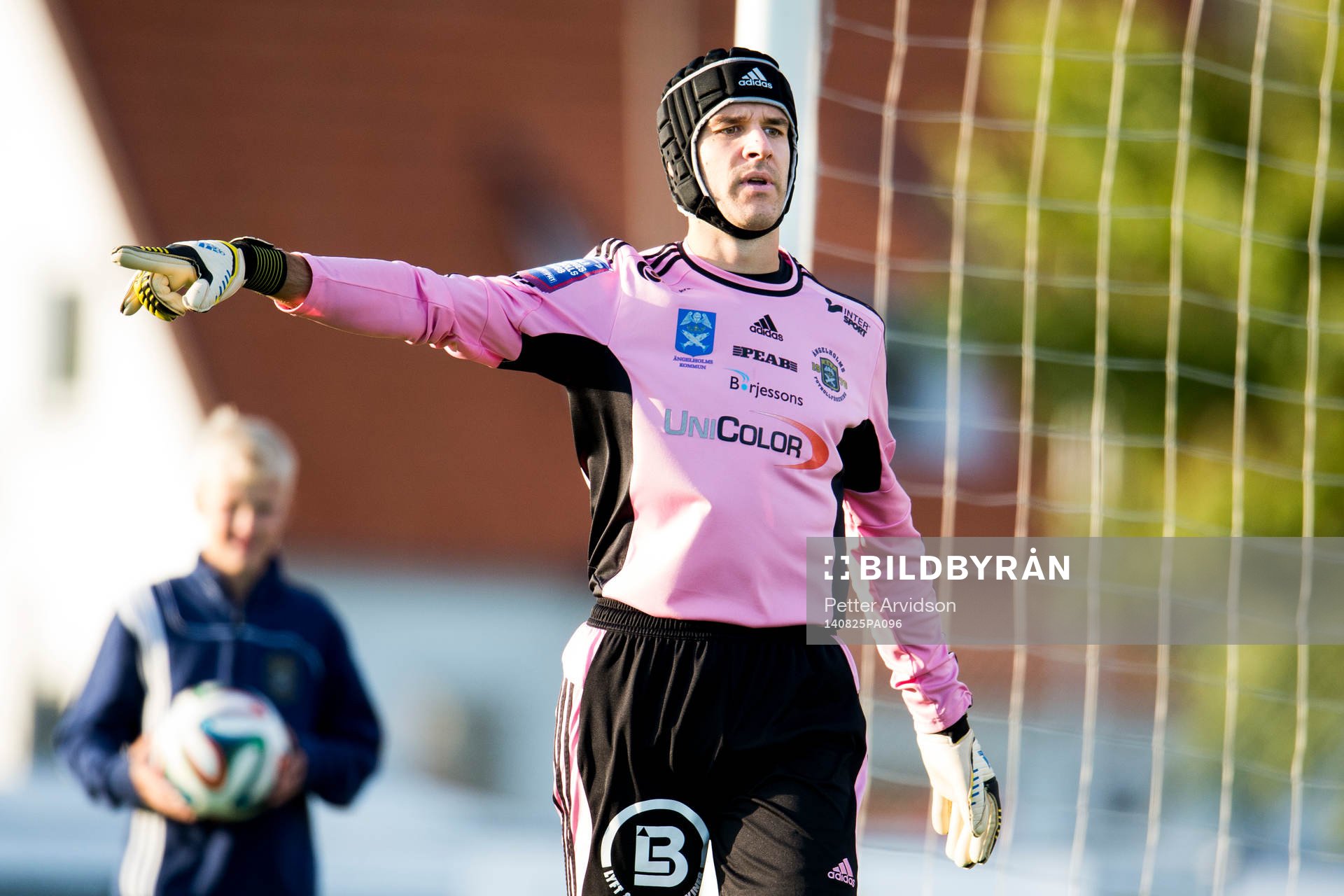 Ängelholms målvakt Matt Pyzdrowski under fotbollsmatchen i Superettan mellan Ängelholm och Sundsvall den 25 augusti 2014 i Ängelholm.