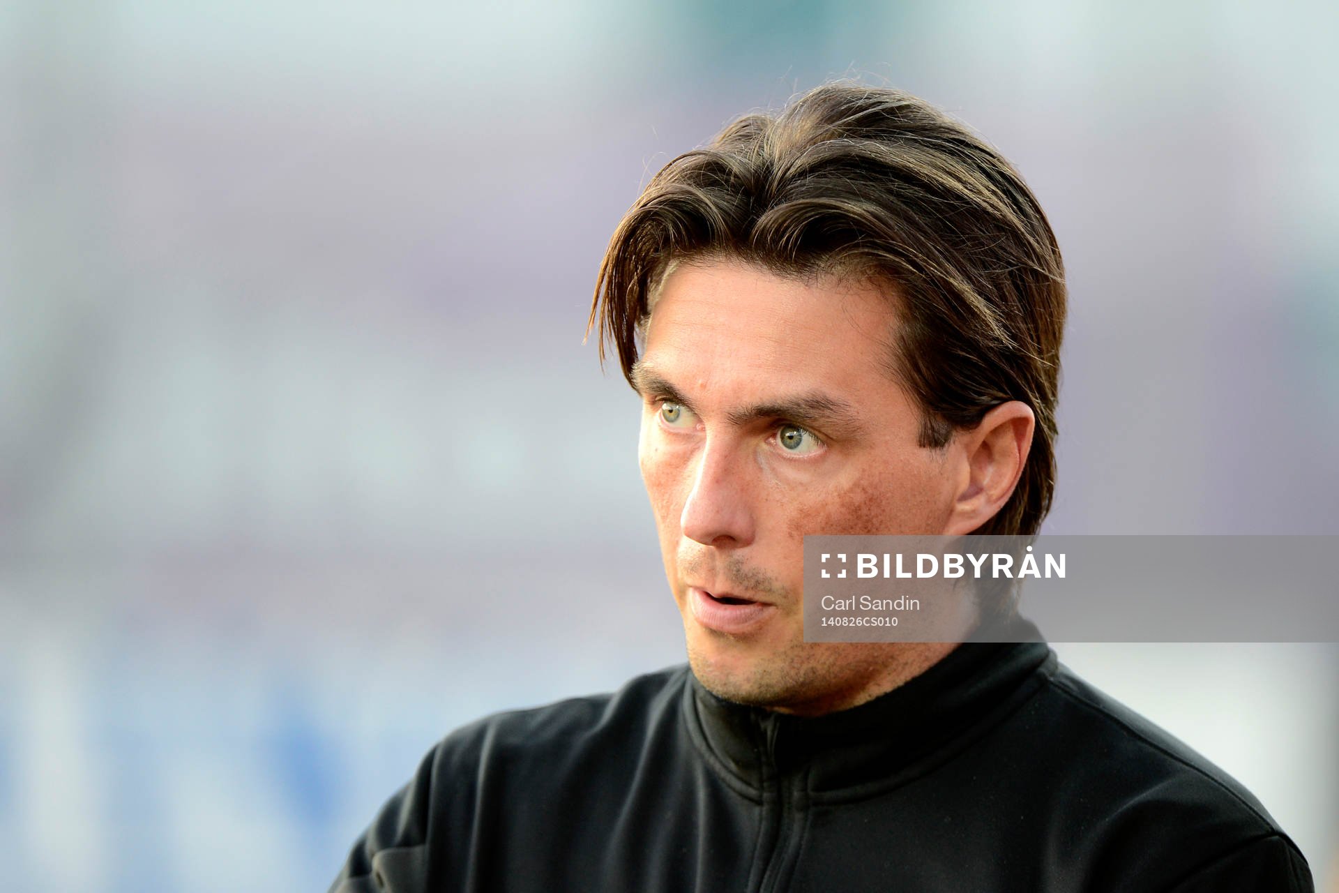 Jitex tränare Jerry Carlsson under fotbollsmatchen i damallsvenskan mellan Jitex och Eskilstuna den 26 augusti 2014 i Mölndal.