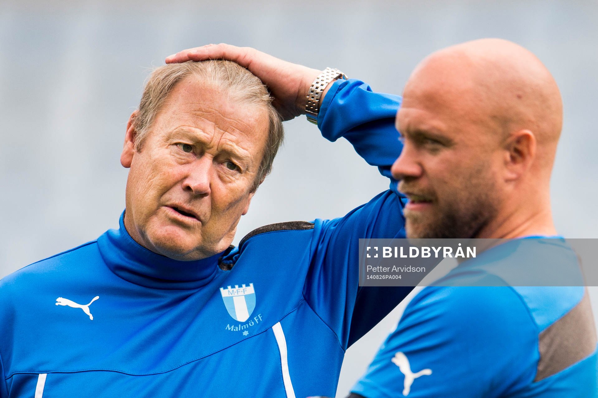 Malmö FFs tränare Åge Hareide och assisterande tränare