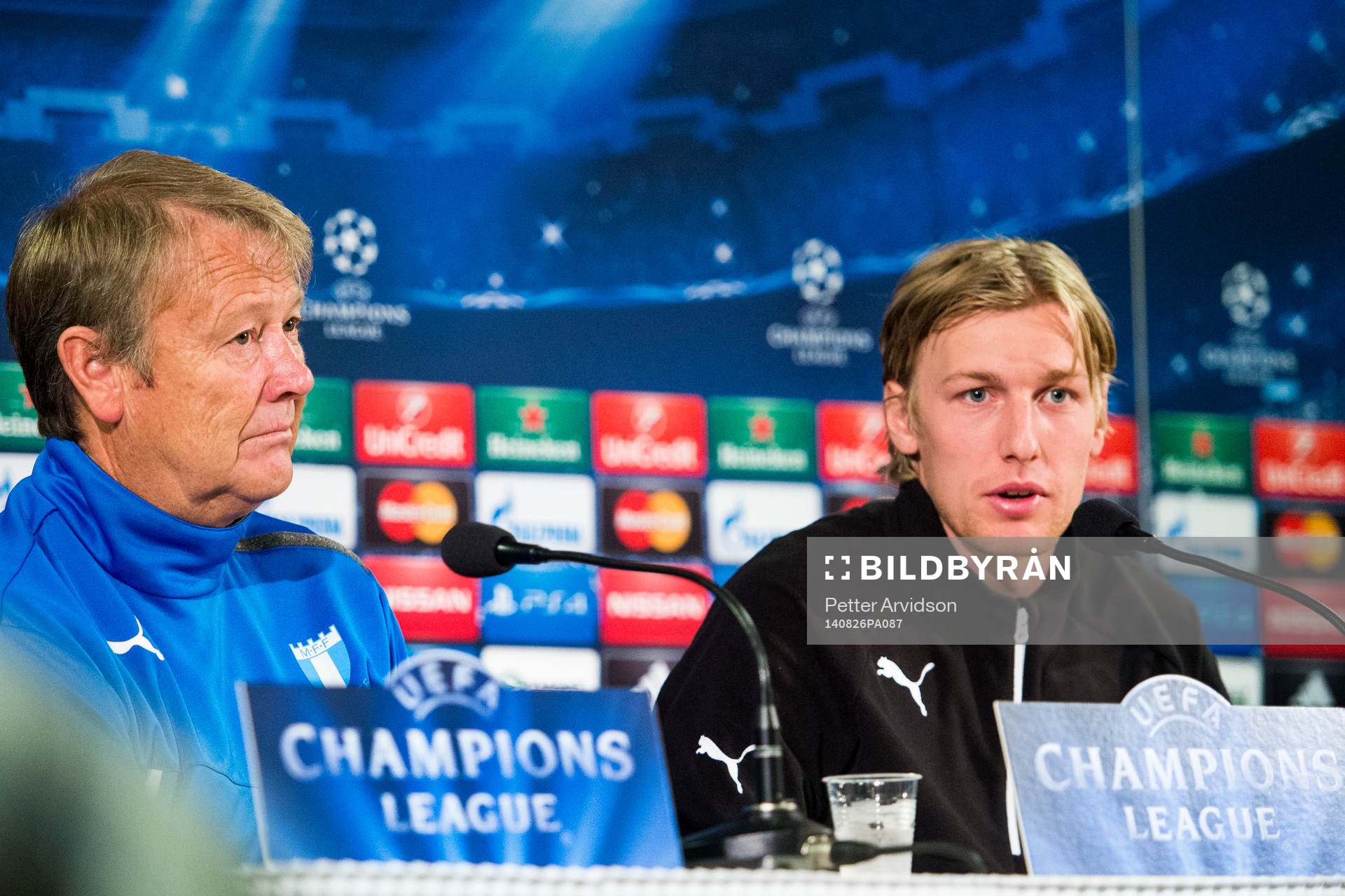 Malmö FFs tränare Åge Hareide och Emil Forsberg