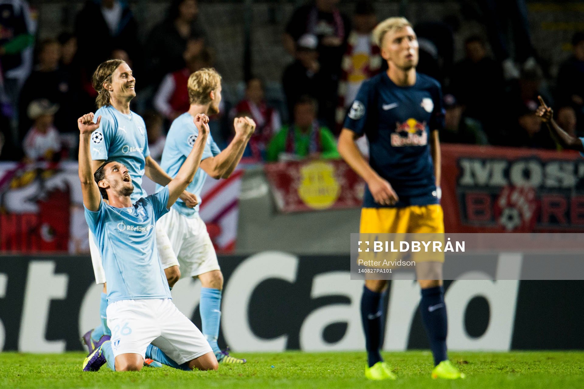 Malmö FFs Agon Mehmeti, Markus Halsti och Filip Helander