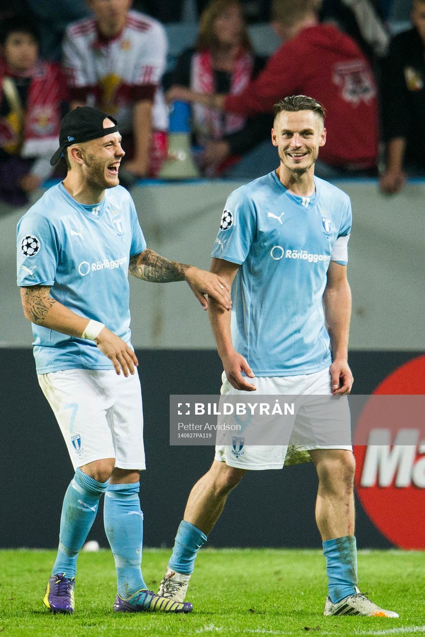 Malmö FFs två målskyttar Magnus Eriksson och Markus