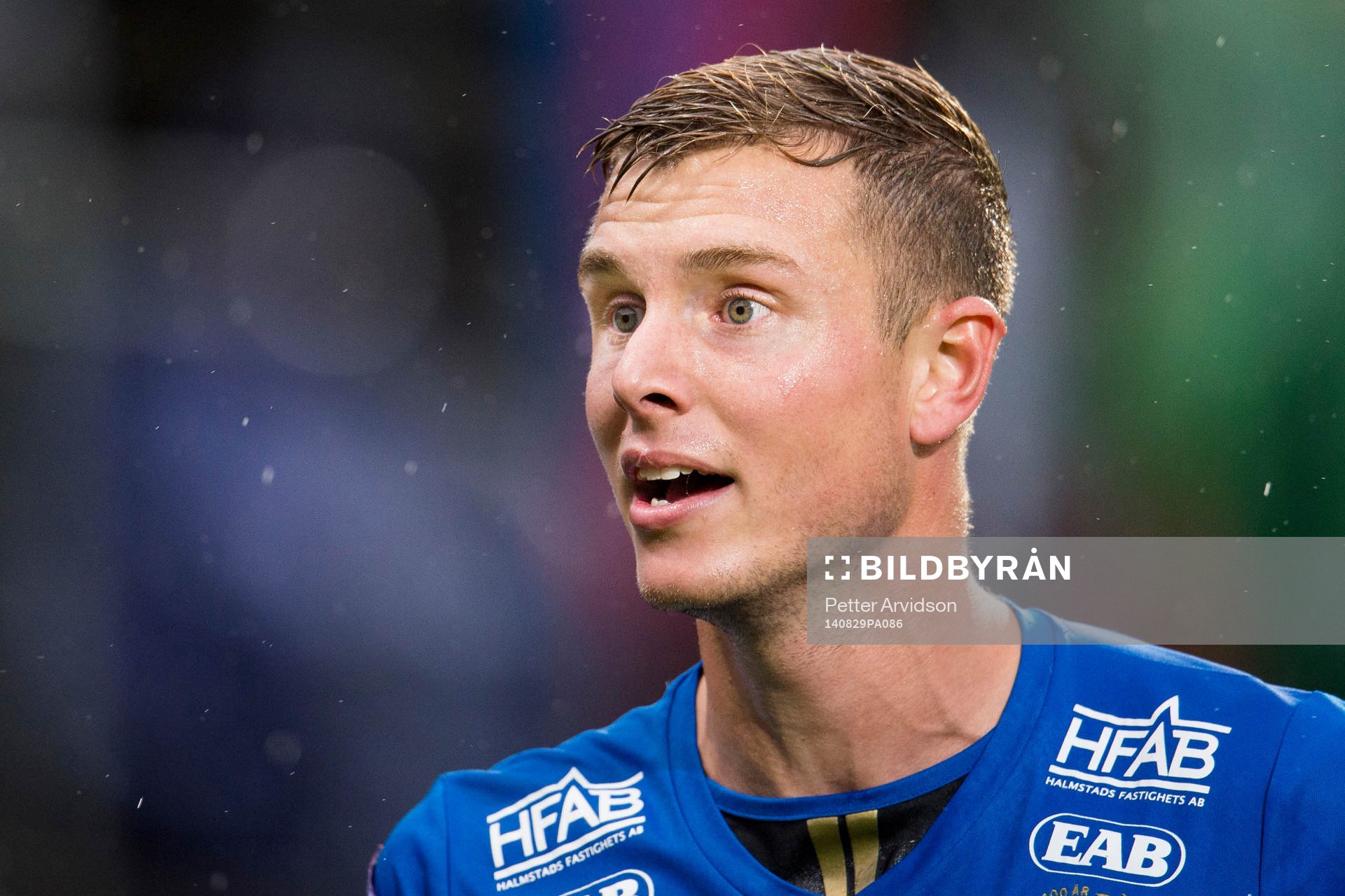 Halmstads Richard Magyar under fotbollsmatchen i Allsvenskan mellan Helsingborg och Halmstad den 29 augusti 2014 i Helsingborg.