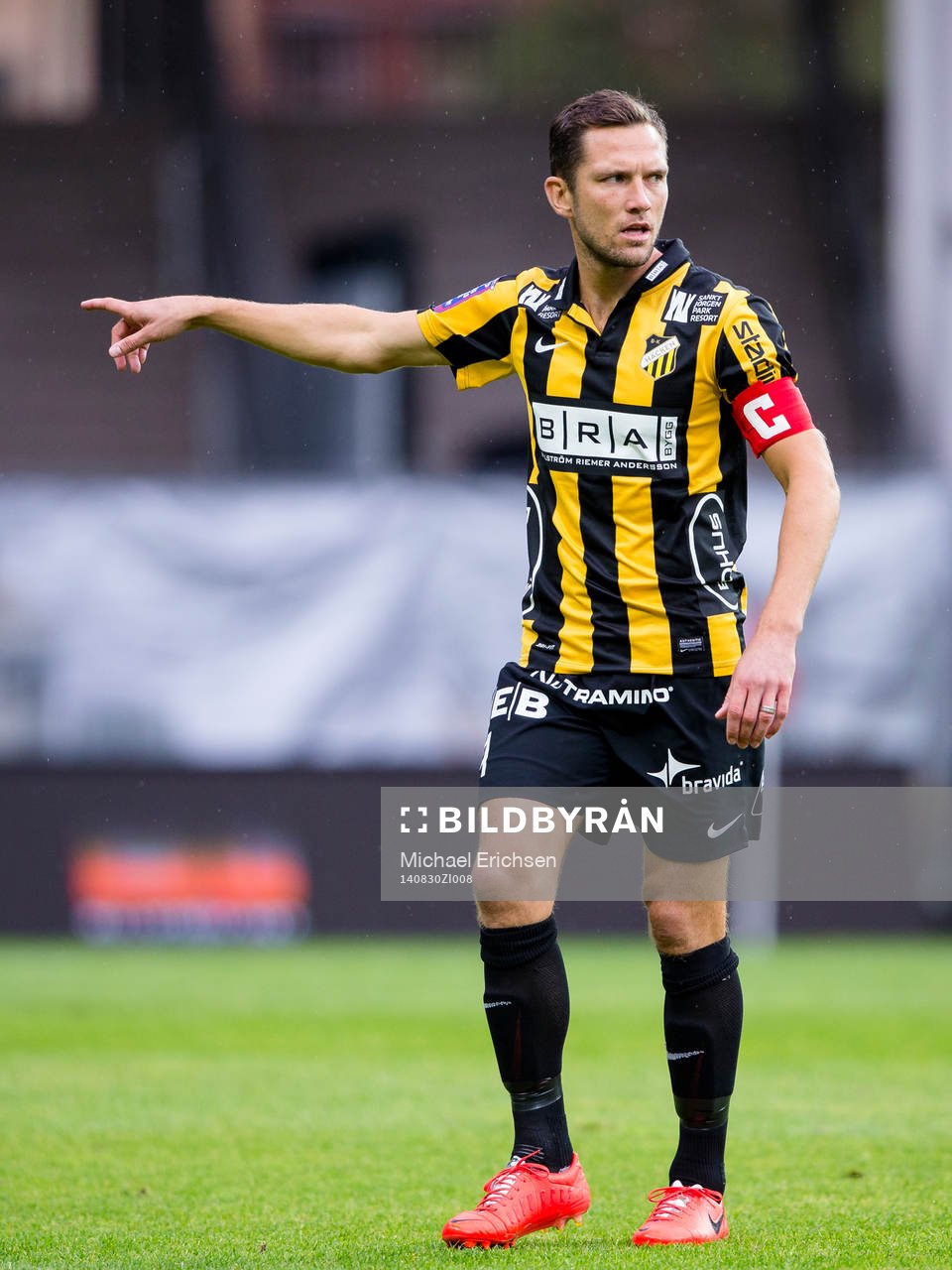 Häckens lagkapten Martin Ericsson under fotbollsmatchen i Allsvenskan mellan Häcken - Mjällby den 30 Augusti  2014 i Göteborg.
