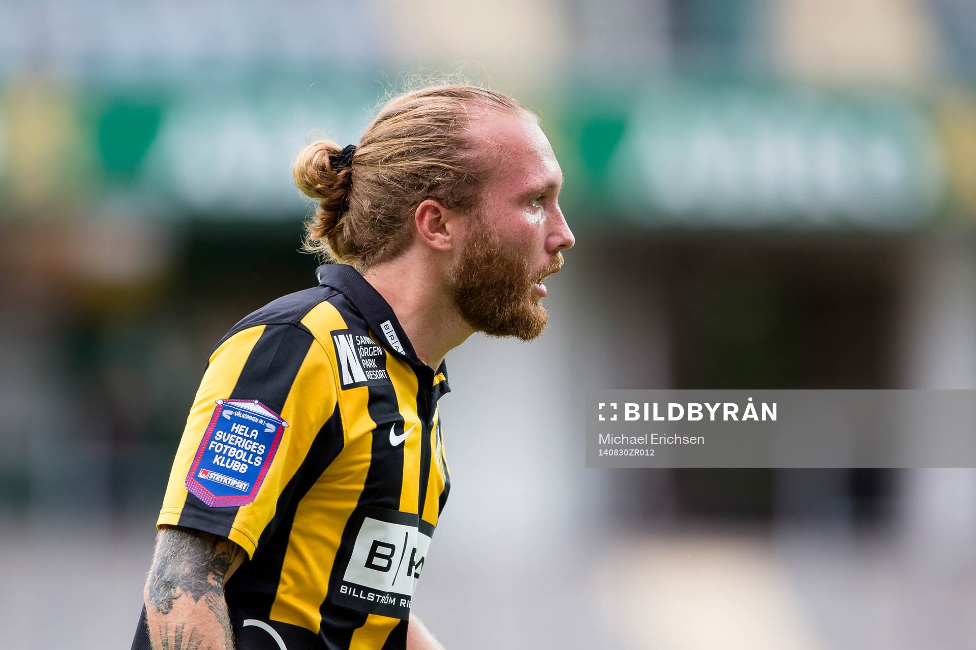 Häckens Emil Wahlström under fotbollsmatchen i Allsvenskan mellan Häcken - Mjällby den 30 Augusti  2014 i Göteborg.