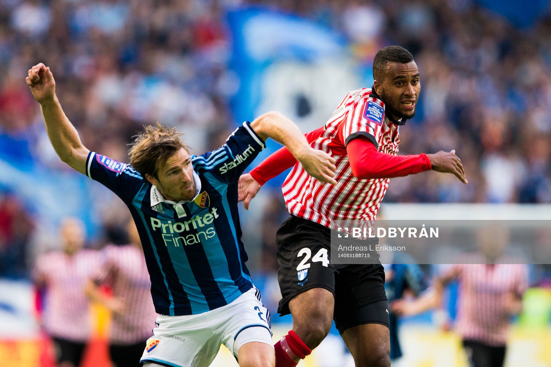 Djurgårdens Jesper Arvidsson och Malmö FFs Isaac Kiese