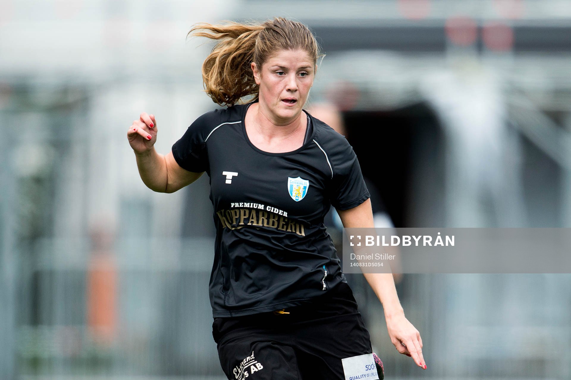 Göteborgs Maren Mjelde under fotbollsmatchen i Damallsvenskan mellan Göteborg och Umeå den 31 augusti 2014 i Göteborg.