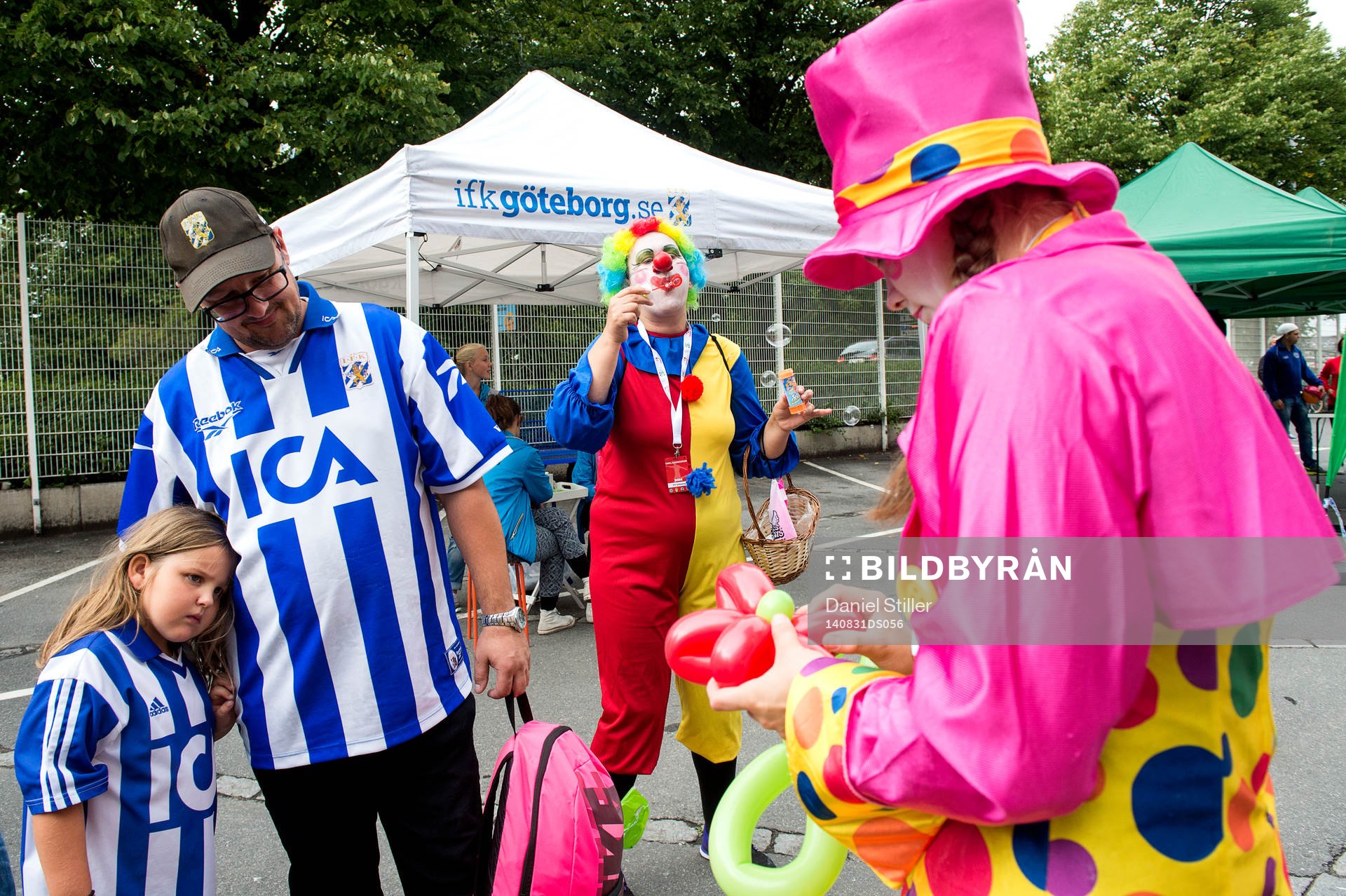 Clowner innan fotbollsmatchen i Allsvenskan mellan IFK Göteborg och Kalmar den 31 augusti 2014 i Göteborg.