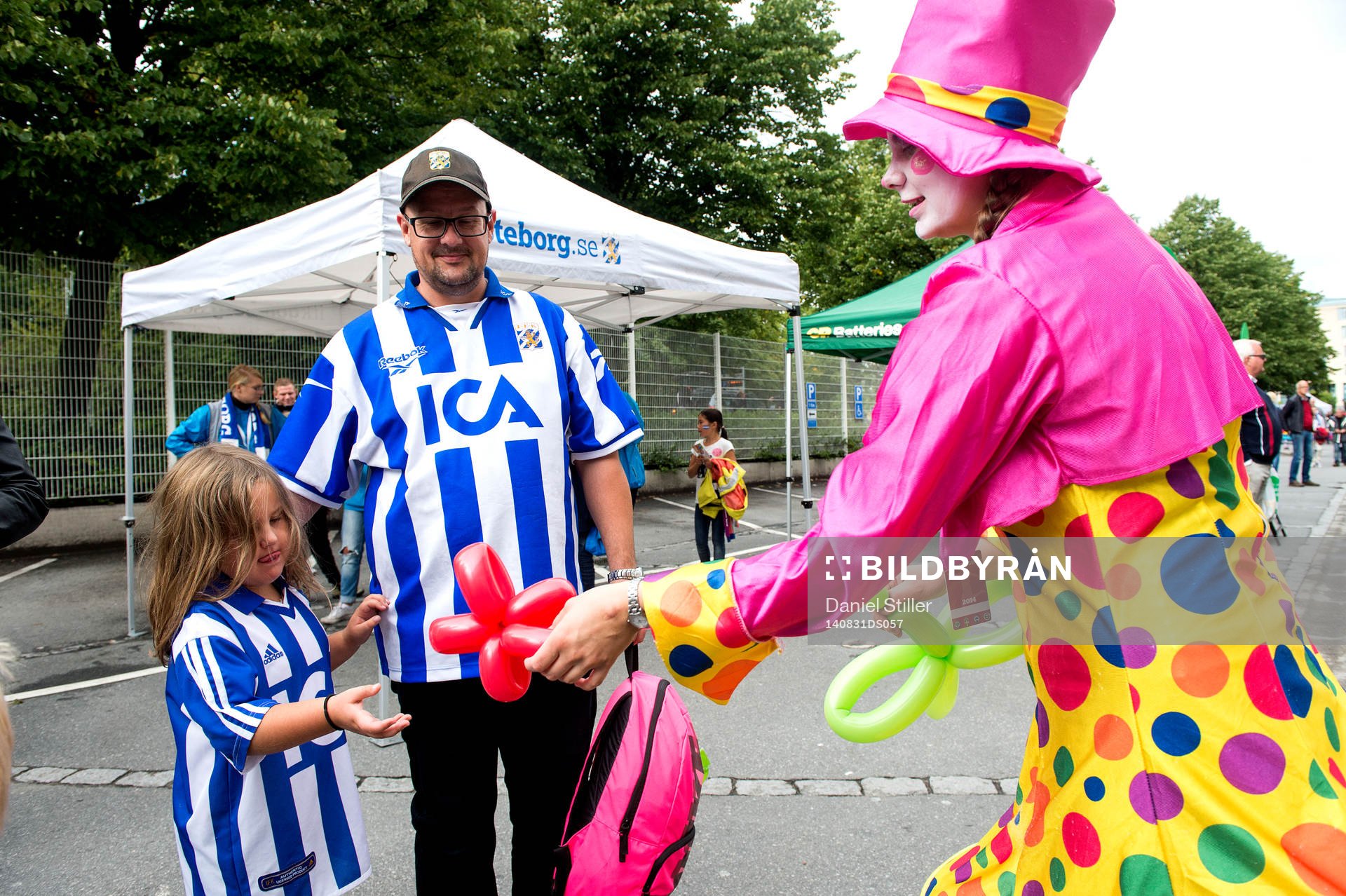 Clowner innan fotbollsmatchen i Allsvenskan mellan IFK Göteborg och Kalmar den 31 augusti 2014 i Göteborg.