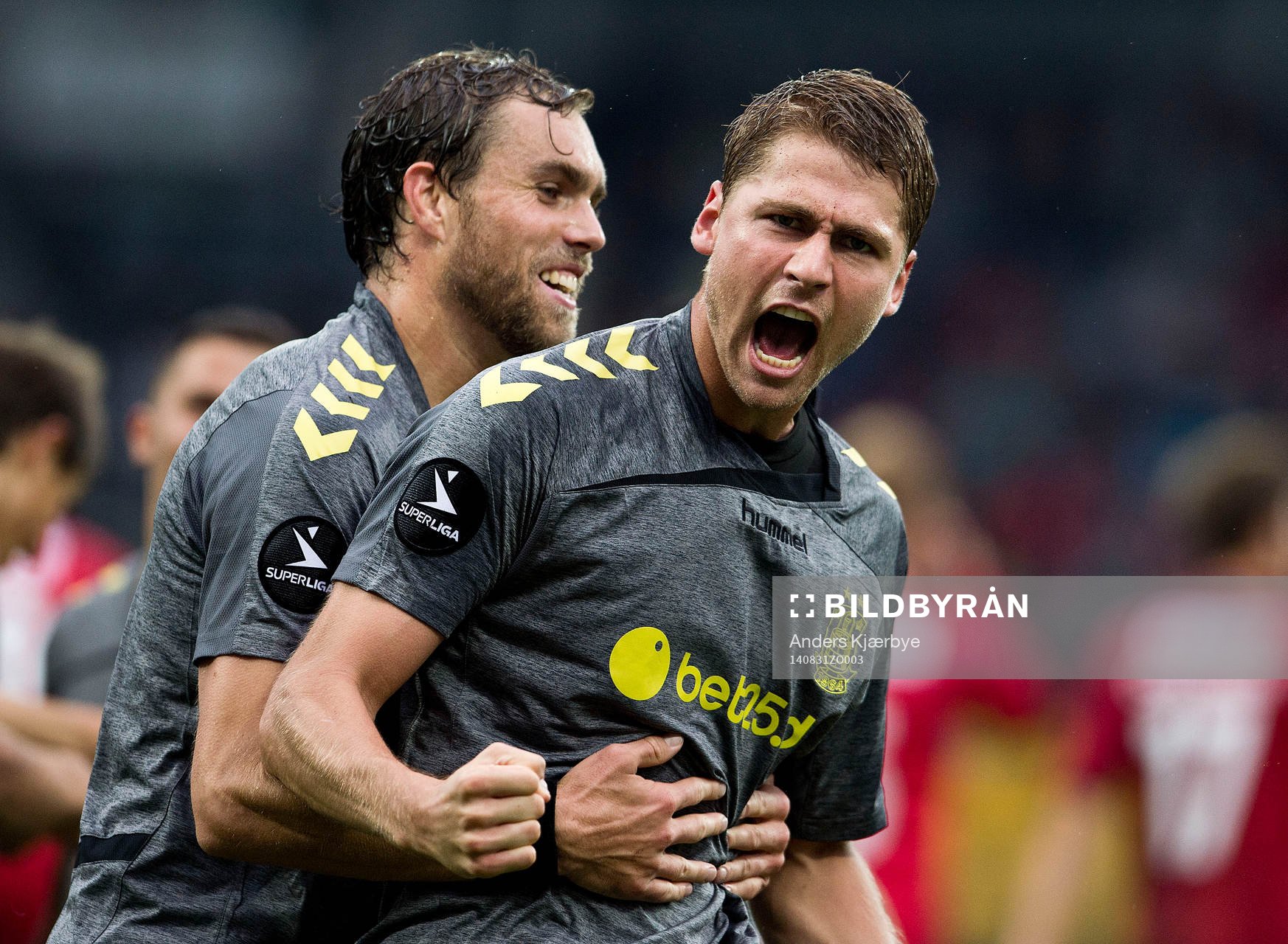  [DK=20140831: Johan Elmander og Fredrik Semb, BIF, jubler efter målet til 0-2] [UK=20140831: Fredrik Semb, BIF]