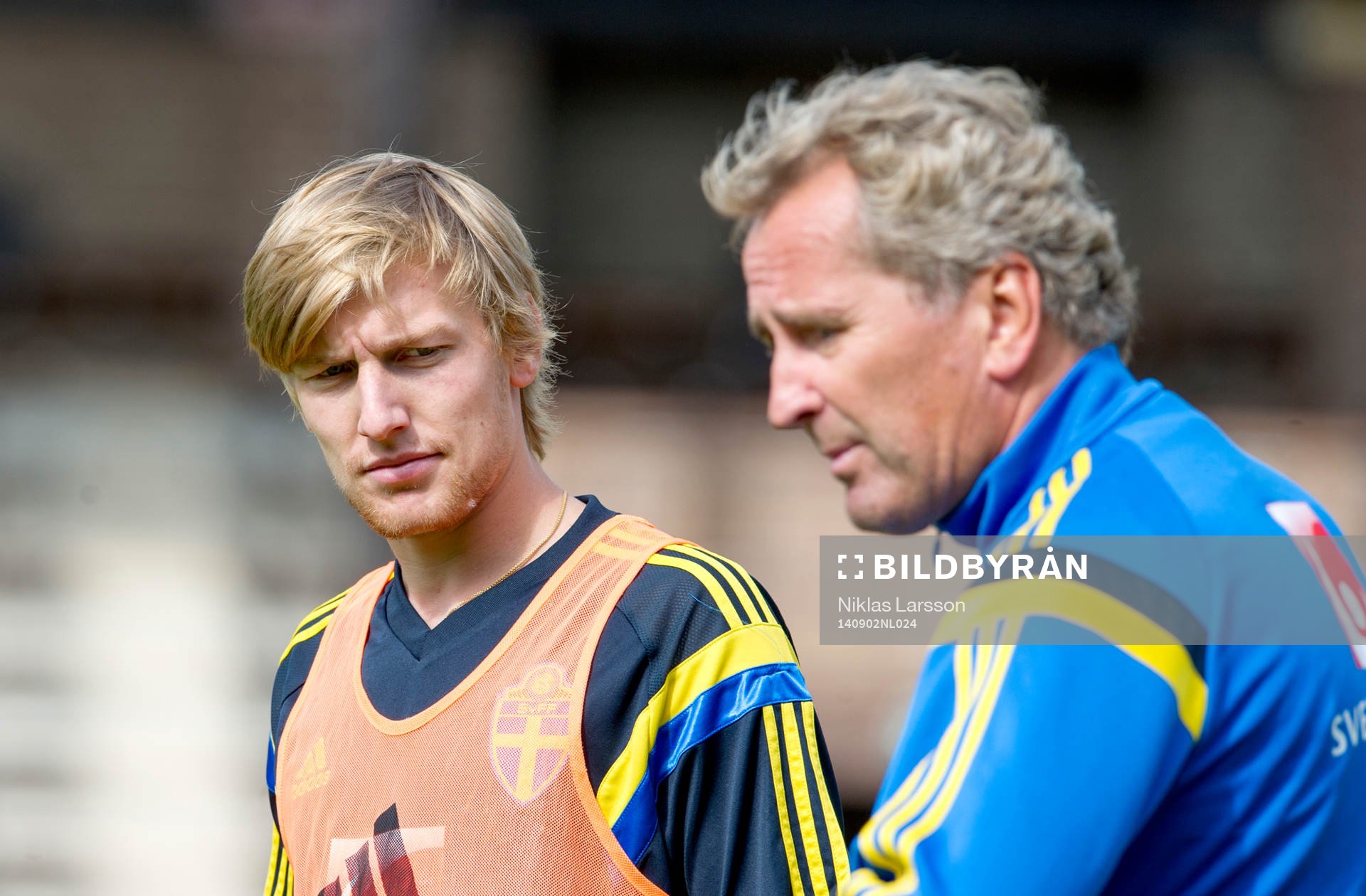 Sveriges Emil Forsberg och förbundskapten Erik Hamrén
