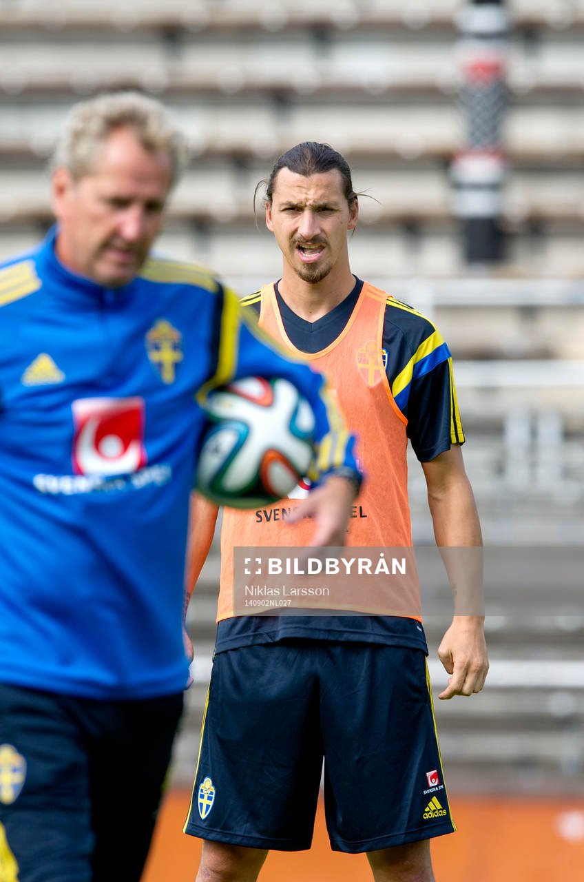Sveriges Zlatan Ibrahimovic och förbundskapten Erik Hamrén