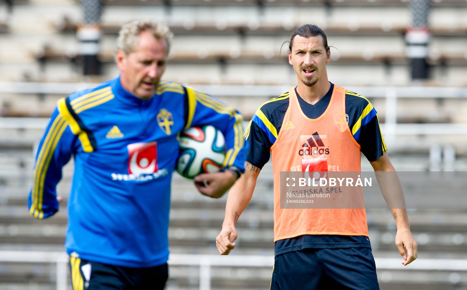 Sveriges Zlatan Ibrahimovic och förbundskapten Erik Hamrén