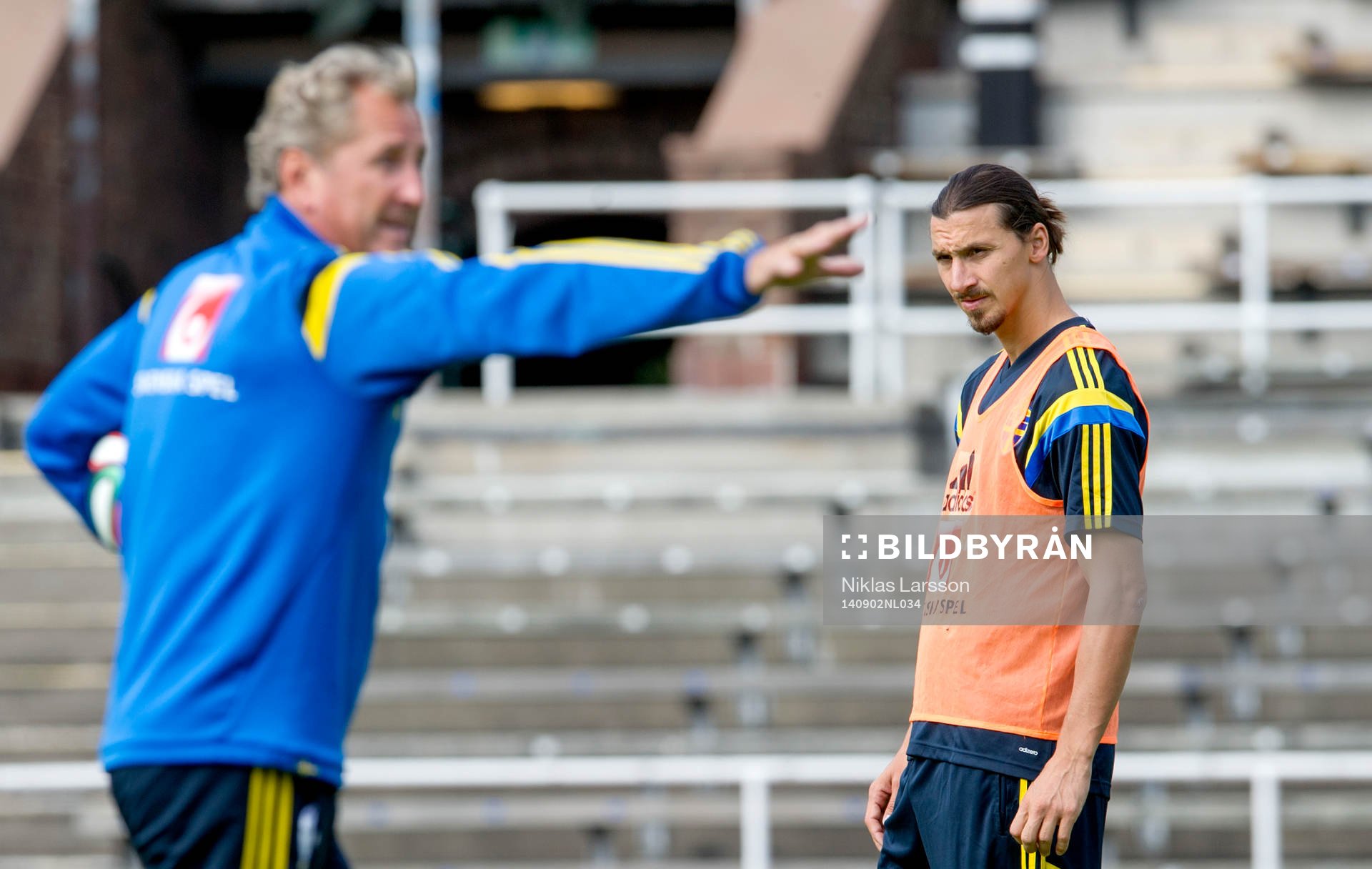 Sveriges Zlatan Ibrahimovic och förbundskapten Erik Hamrén