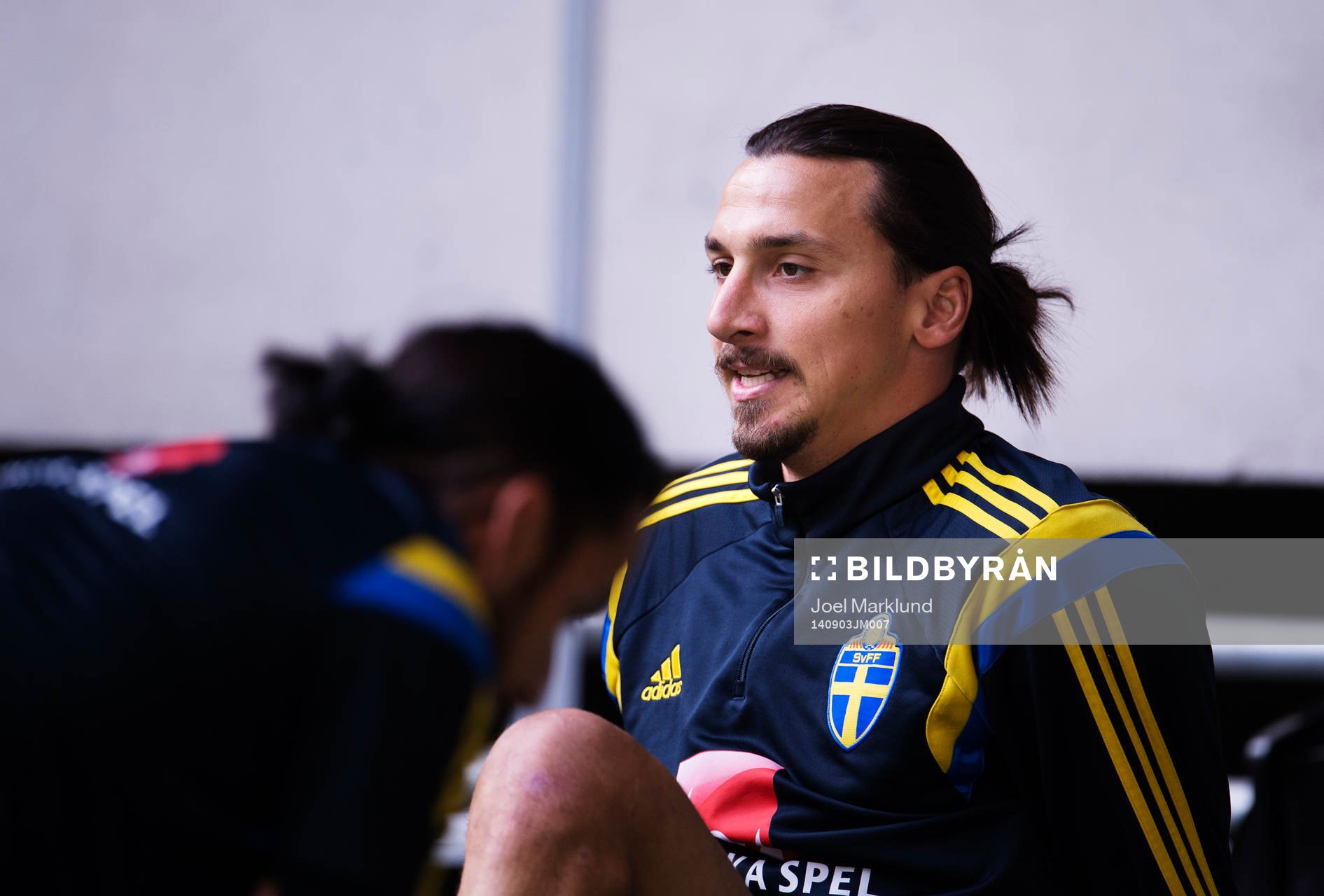 Zlatan Ibrahimovic under Sveriges fotbollandslags träning den 3 september 2014 i Stockholm.