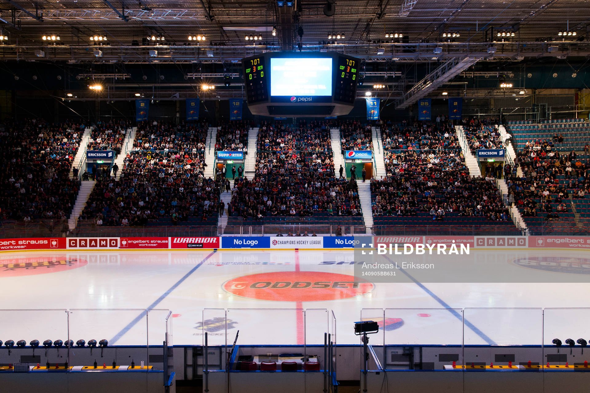 Generell vy av rinken på Hovet innan ishockeymatchen i CHL