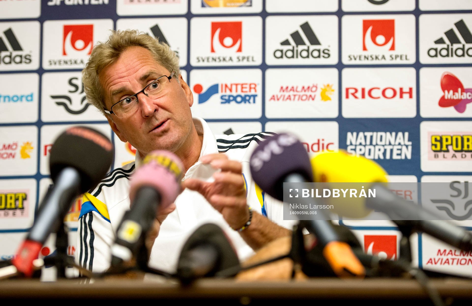 Sveriges förbundskapten Erik Hamrén under en presskonferens den 05 september 2014 i Stockholm.