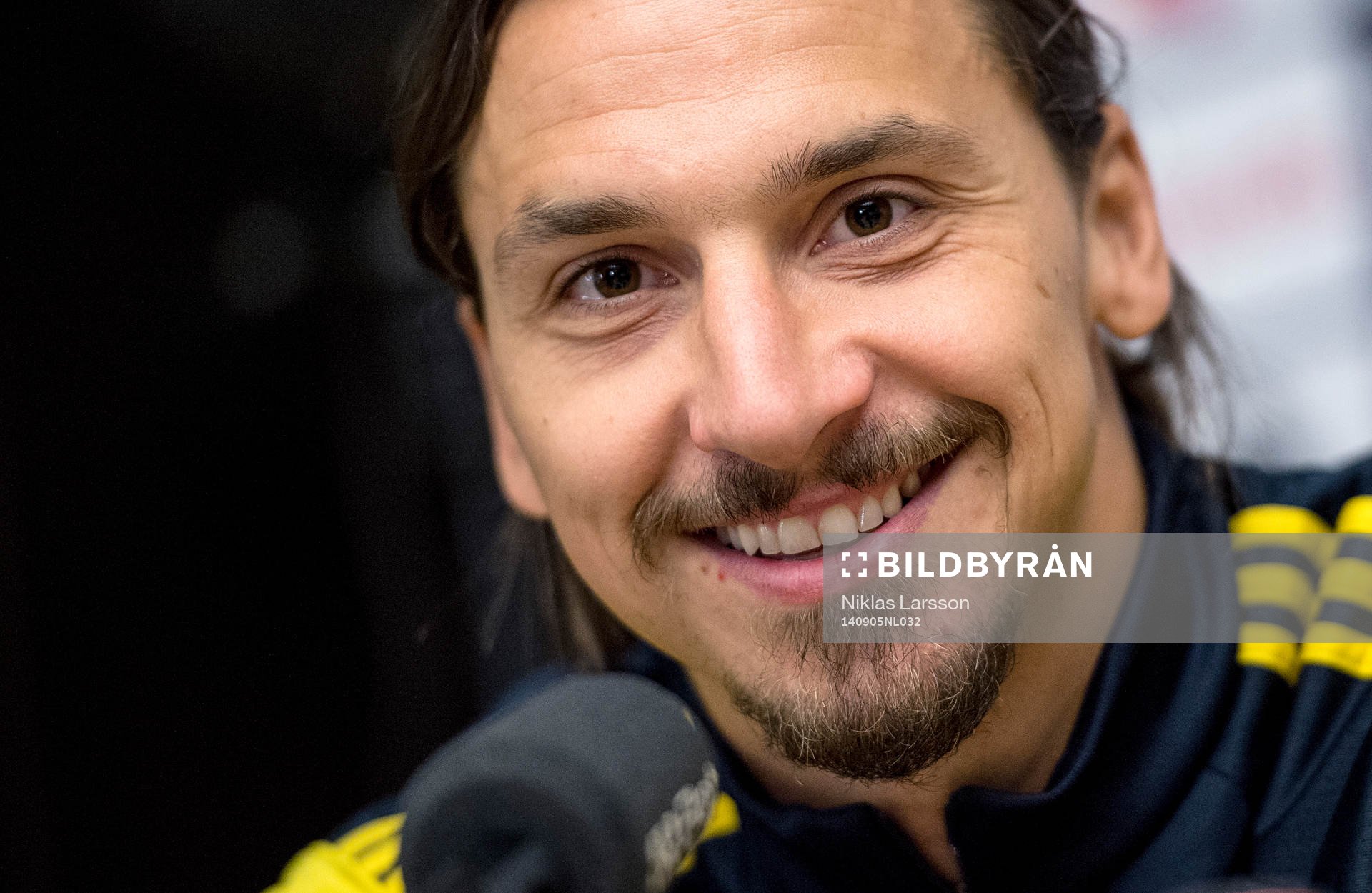 Sveriges Zlatan Ibrahimovic under en presskonferens den 05 september 2014 i Stockholm.