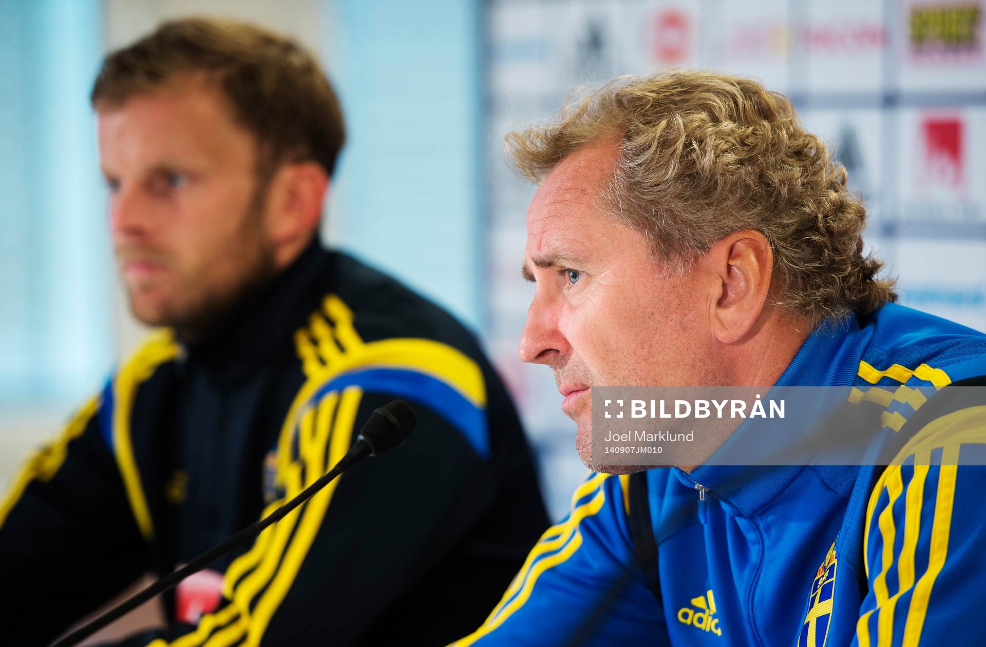 Mikael Antonsson och förbundskapten Erik Hamrén på en