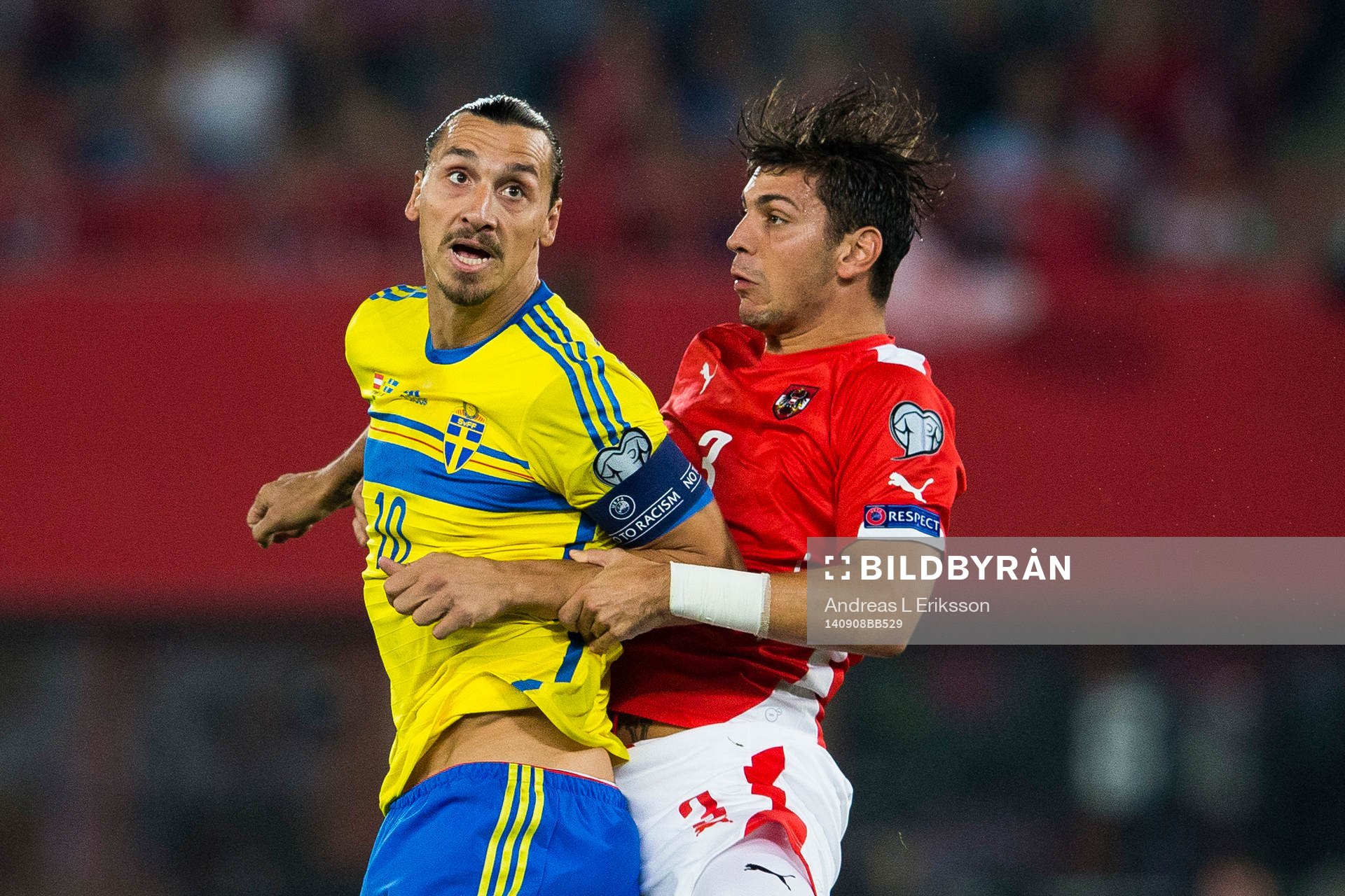 Sveriges Zlatan Ibrahimovic och Österrikes Aleksandar