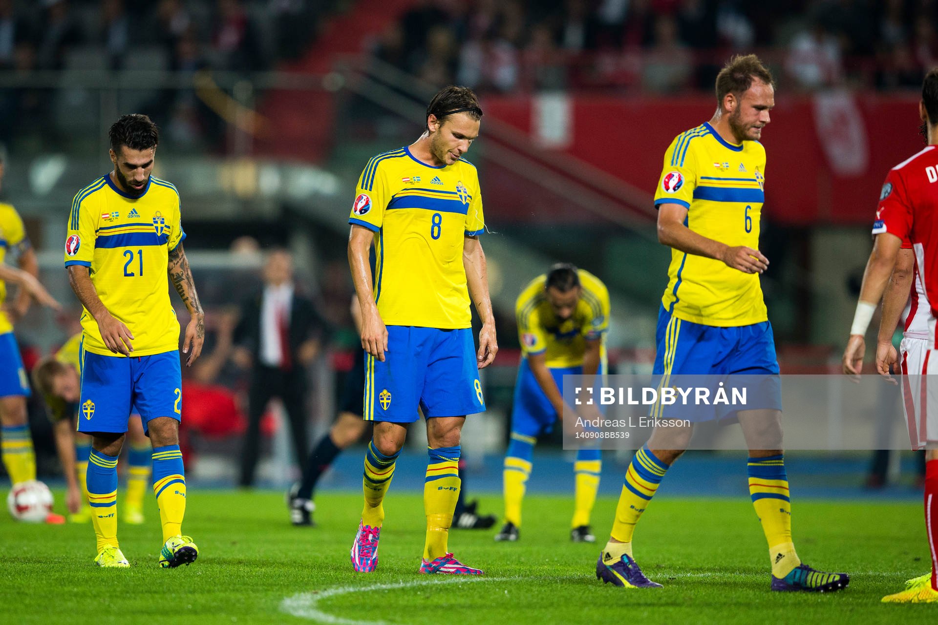 Sveriges Jimmy Durmaz, Albin Ekdal och Andreas Granqvist