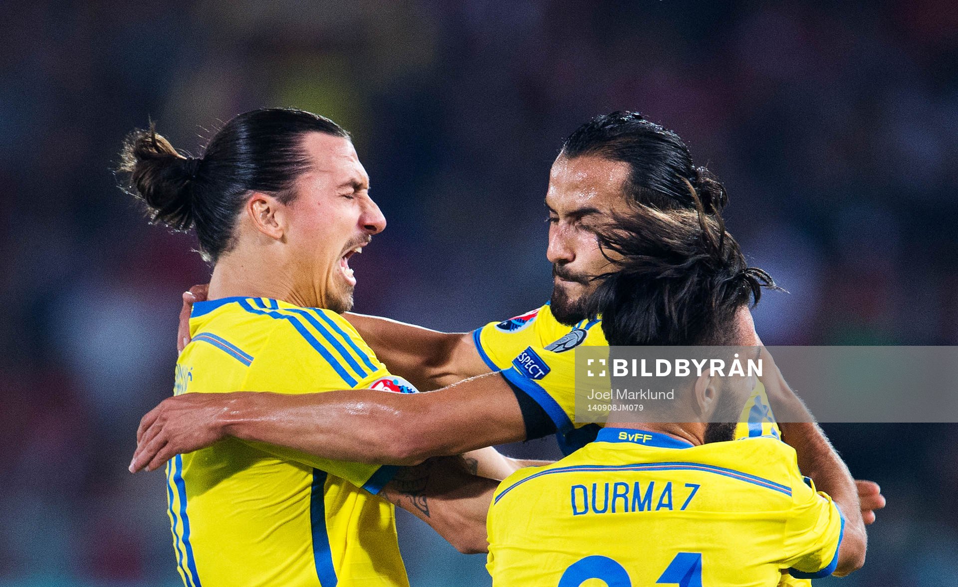 Sveriges Zlatan Ibrahimovic, Erkan Zengin och Jimmy Durmaz