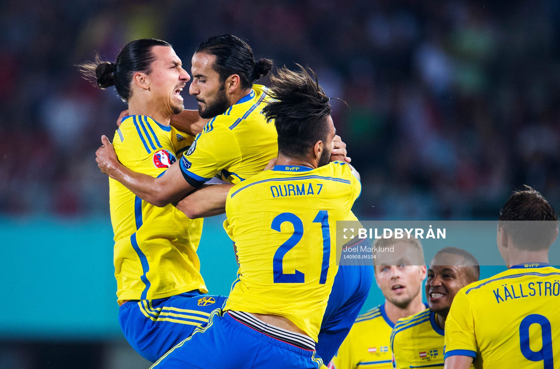 Sveriges Zlatan Ibrahimovic, Erkan Zengin och Jimmy Durmaz
