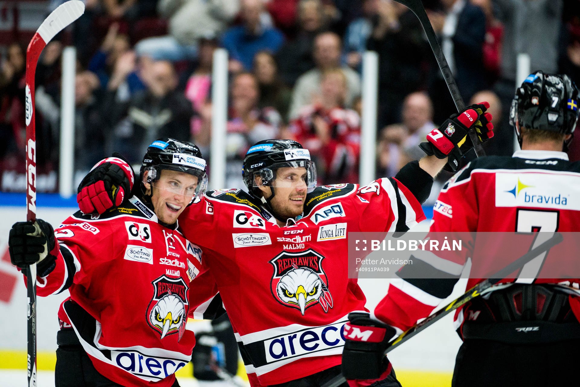 Malmö Redhawks Jens Jakobs (tv) och Mattias Persson (th)