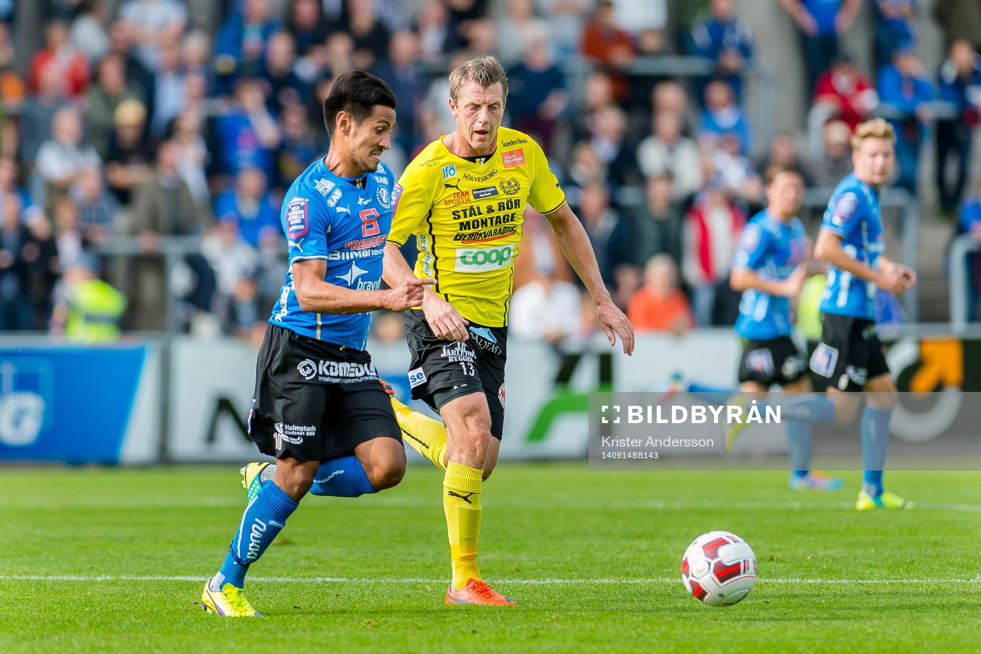 Halmstads Antonio Rojas och Mjällbys Daniel Nilsson