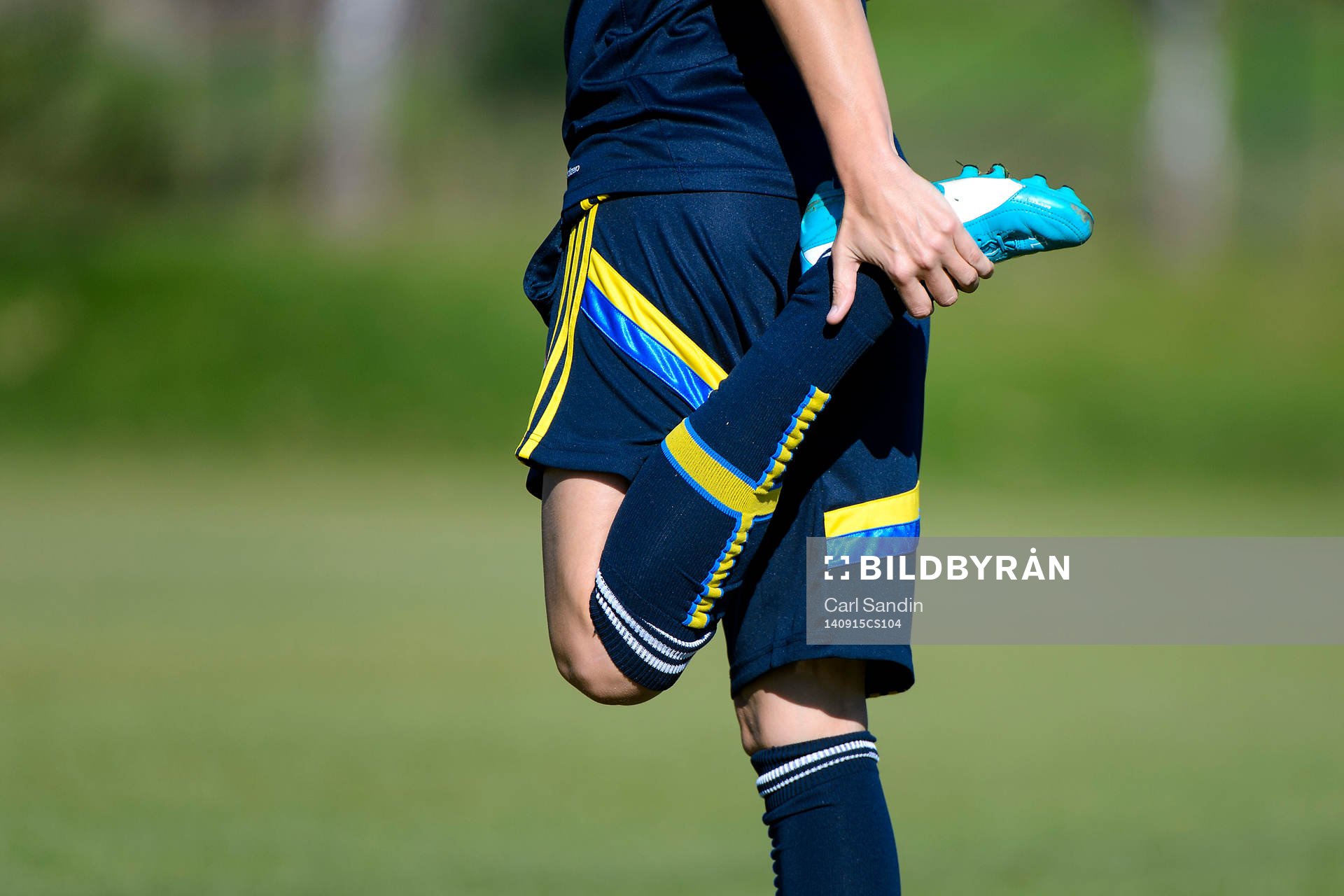 En spelare stretchar