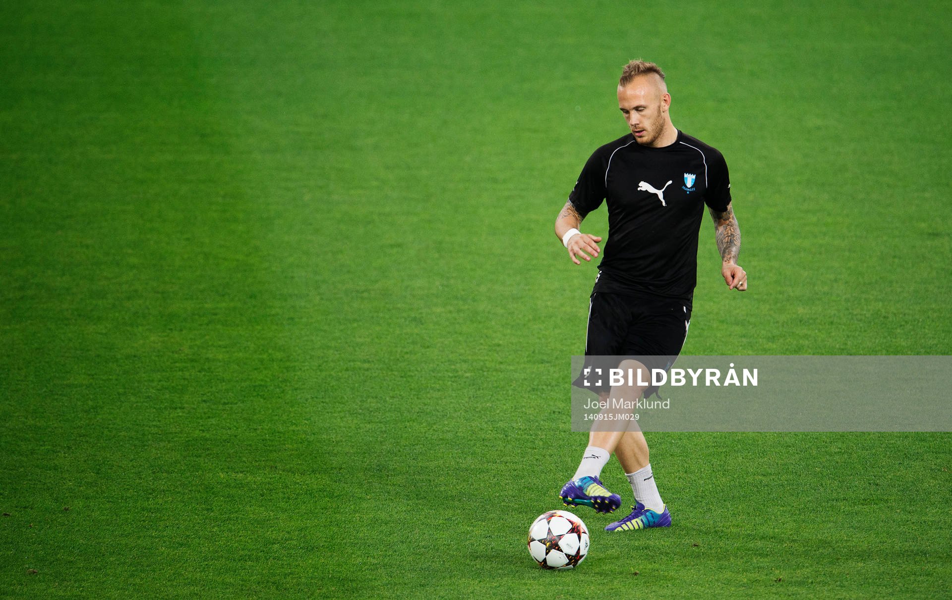 Malmö FF:s Magnus Eriksson under en träning inför Champions League-gruppspelet den 15 september 2014 i Turin.