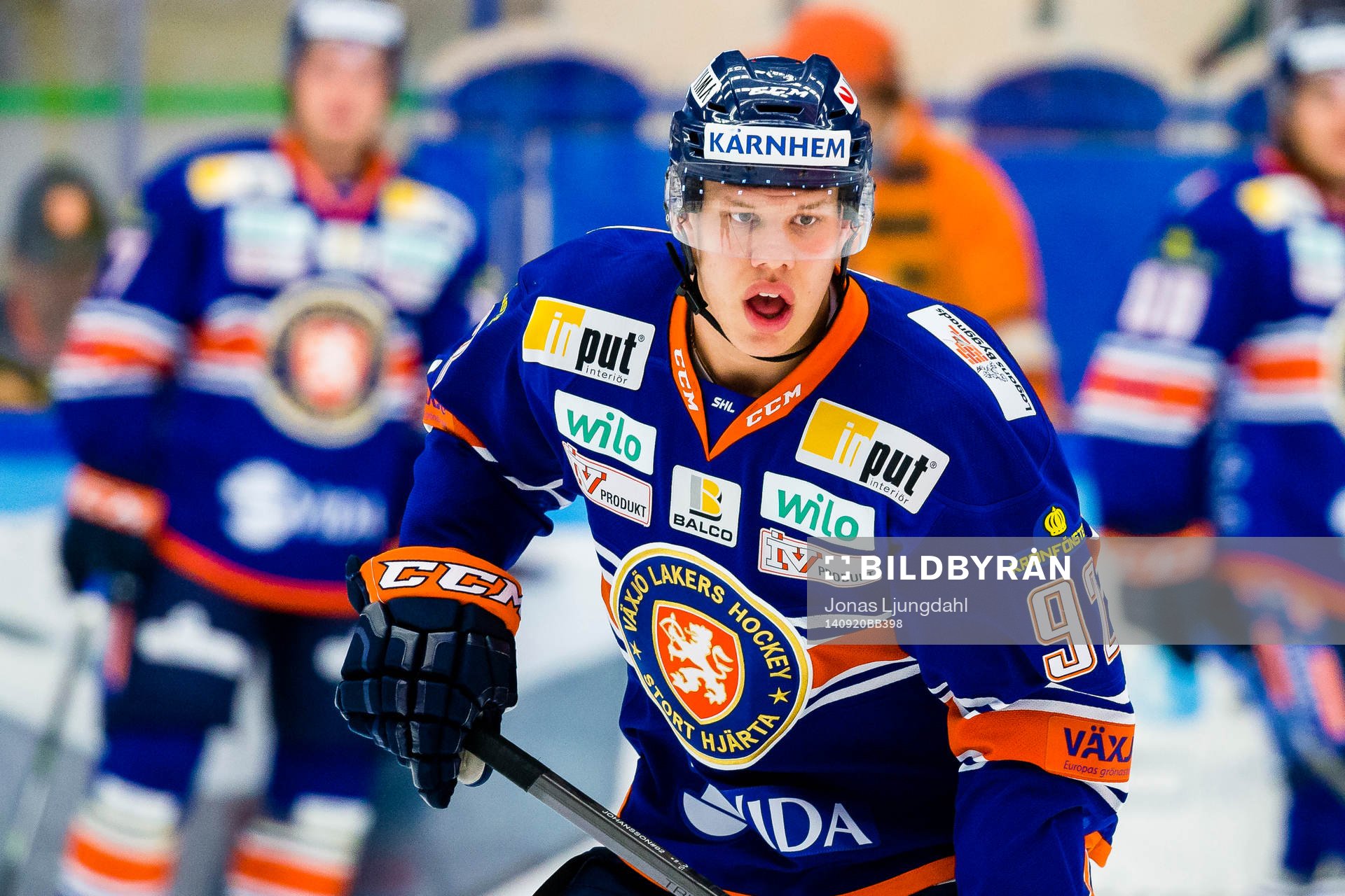 Växjös Mikael Johansson innan ishockeymatchen i SHL