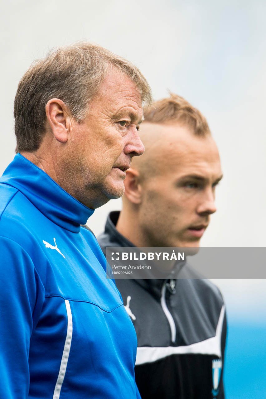 Malmö FFs tränare Åge Hareide och Magnus Eriksson