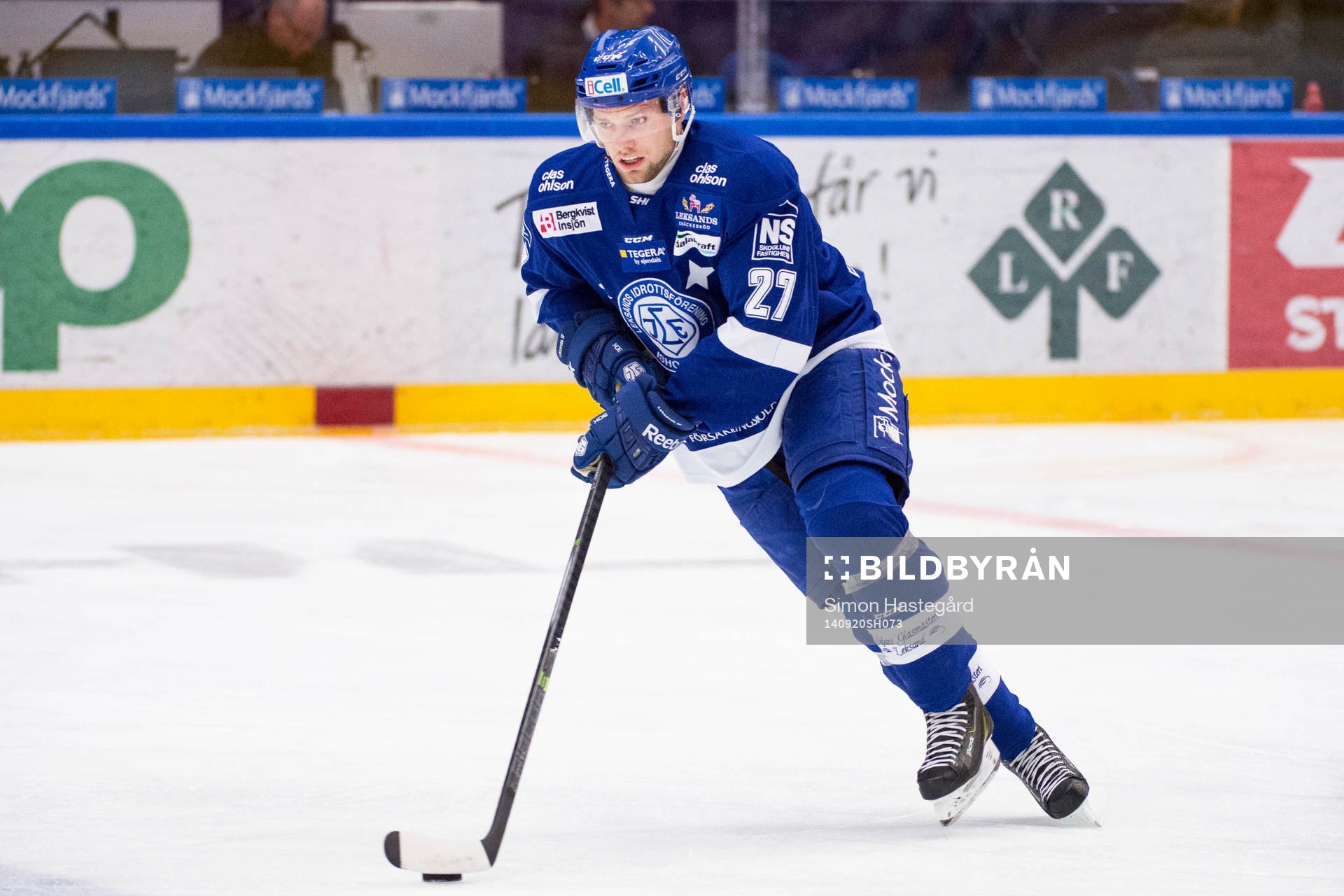 Leksands Viktor Mårtensson på uppvärmningen före