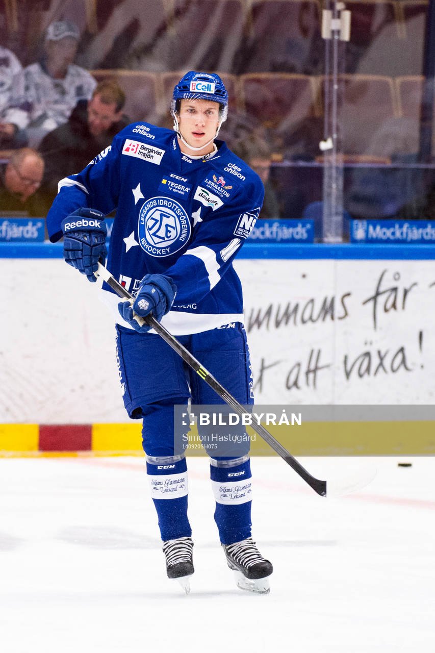 Leksands Simon Erlandsson på uppvärmningen före