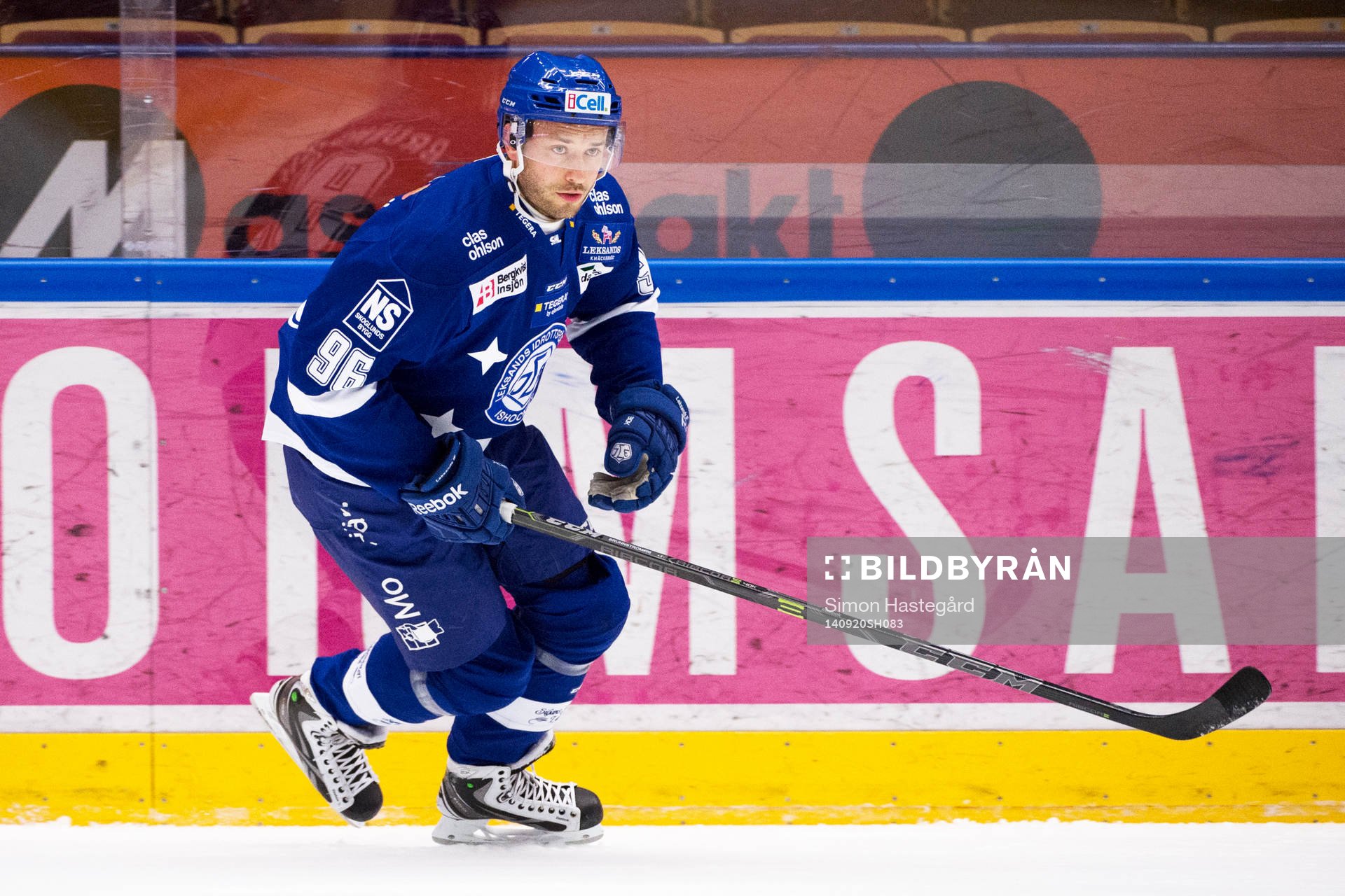 Leksands Fabian Brunnström på uppvärmningen före