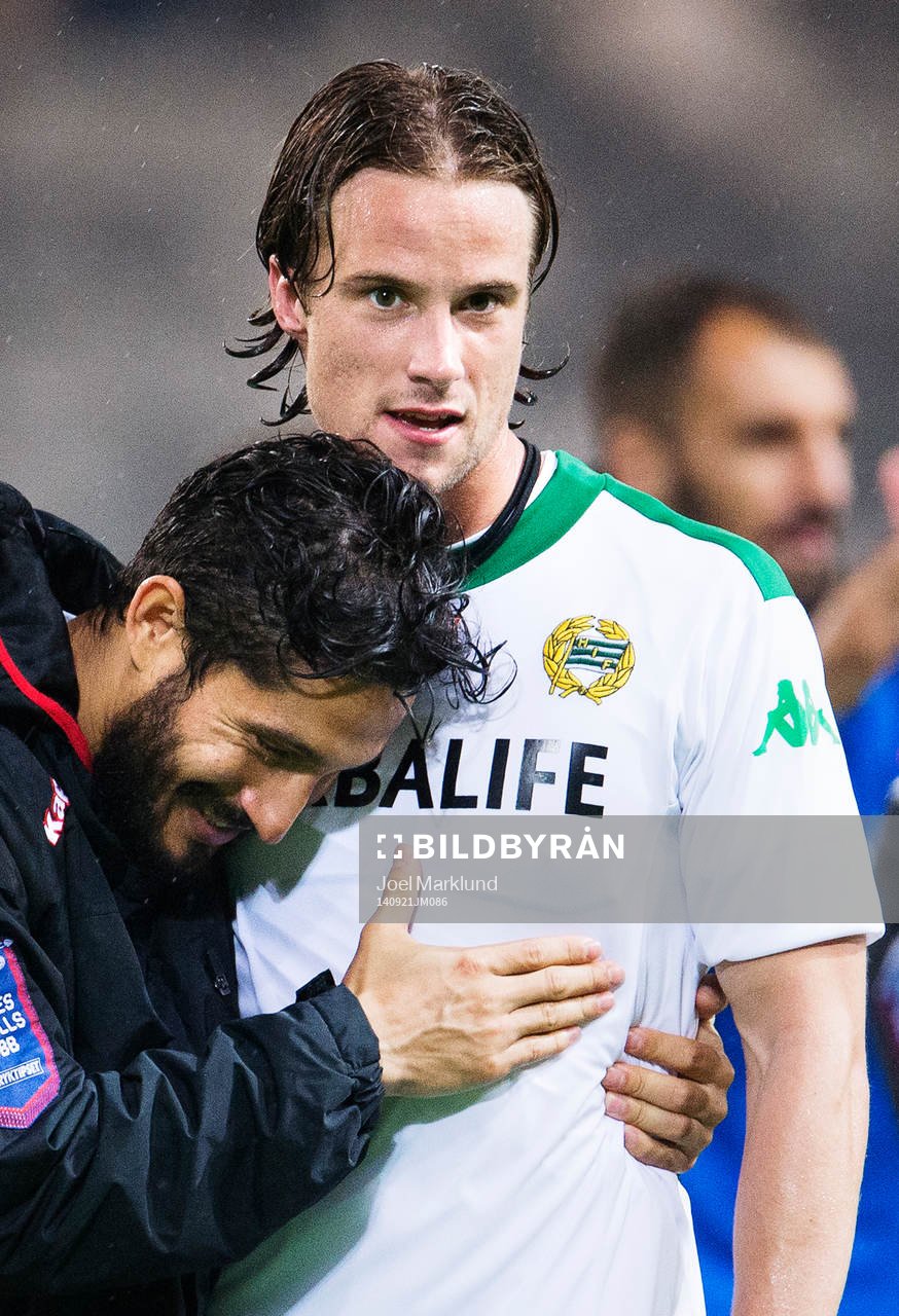 Hammarbys Pablo Pinones-Arce kramar om Linus Hallenius